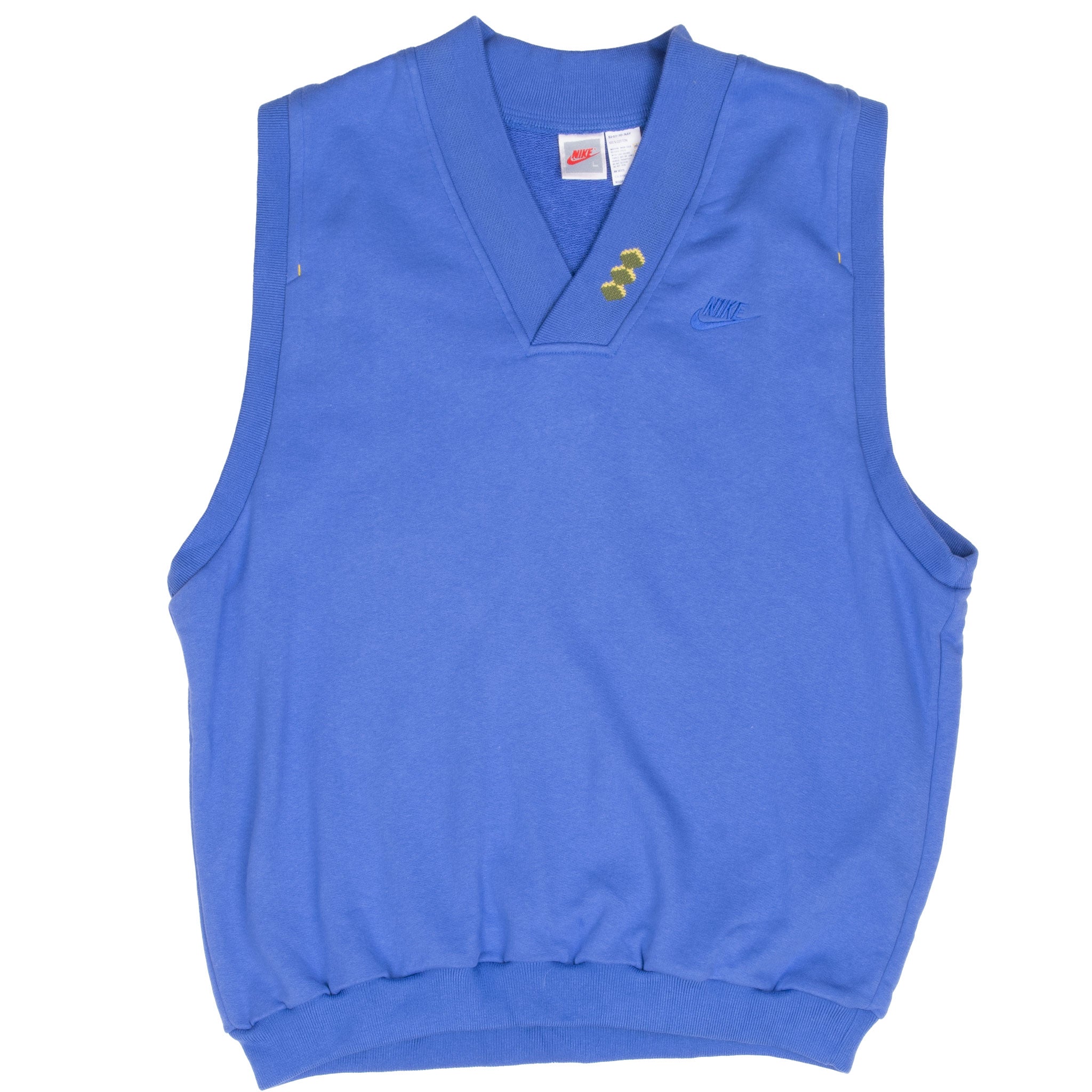 Vintage Nike Blue Classic Swoosh Sleeveless Vest Sweatshirt 1980S Size Large