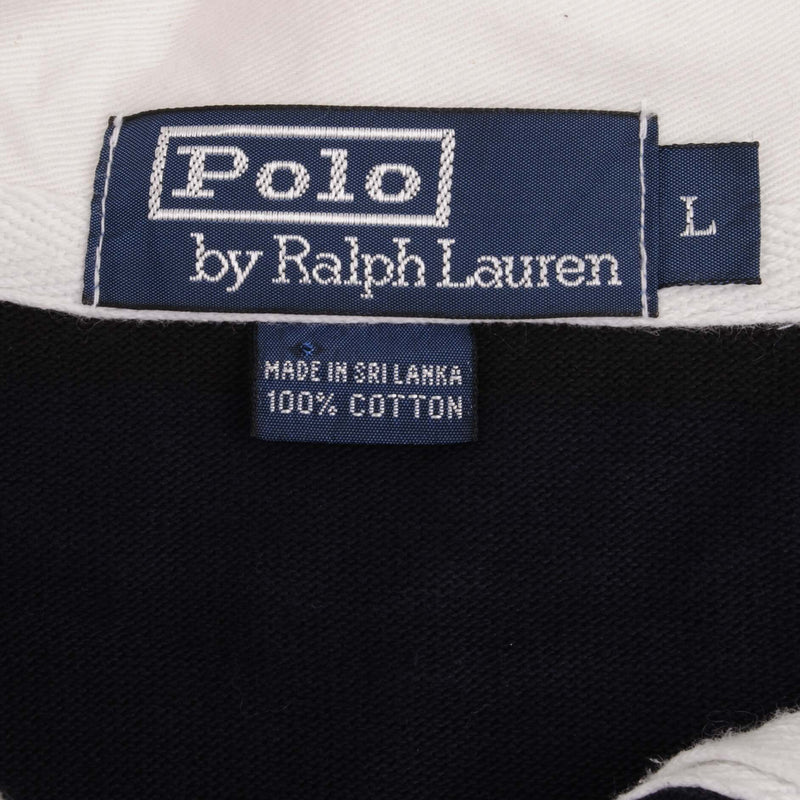 Vintage Polo Ralph Lauren Black & Blue Rugby Polo Shirt 1990S Size Large