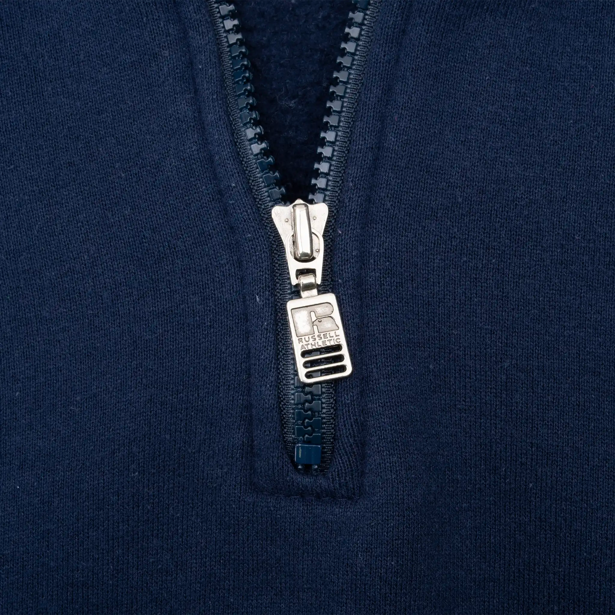 VINTAGE RUSSELL ATHLETIC NAVY BLUE QUARTER ZIP SWEATSHIRT 1990S LARGE MADE USA