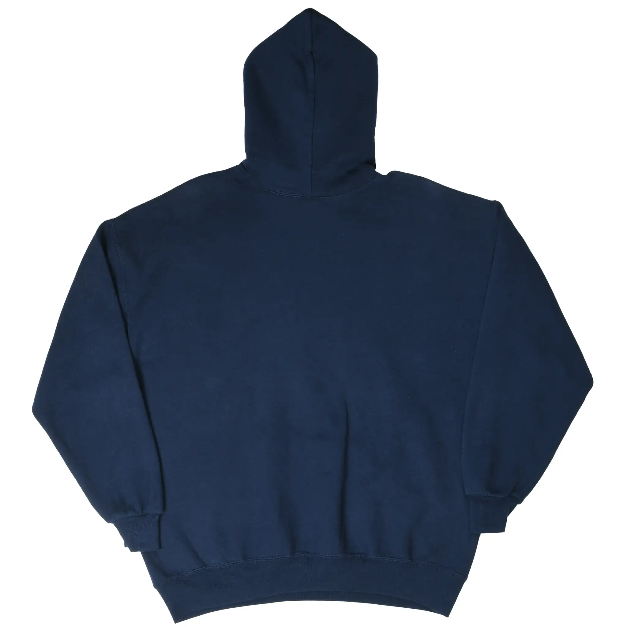 Back of blank navy blue Russell Athletic pullover hoodie