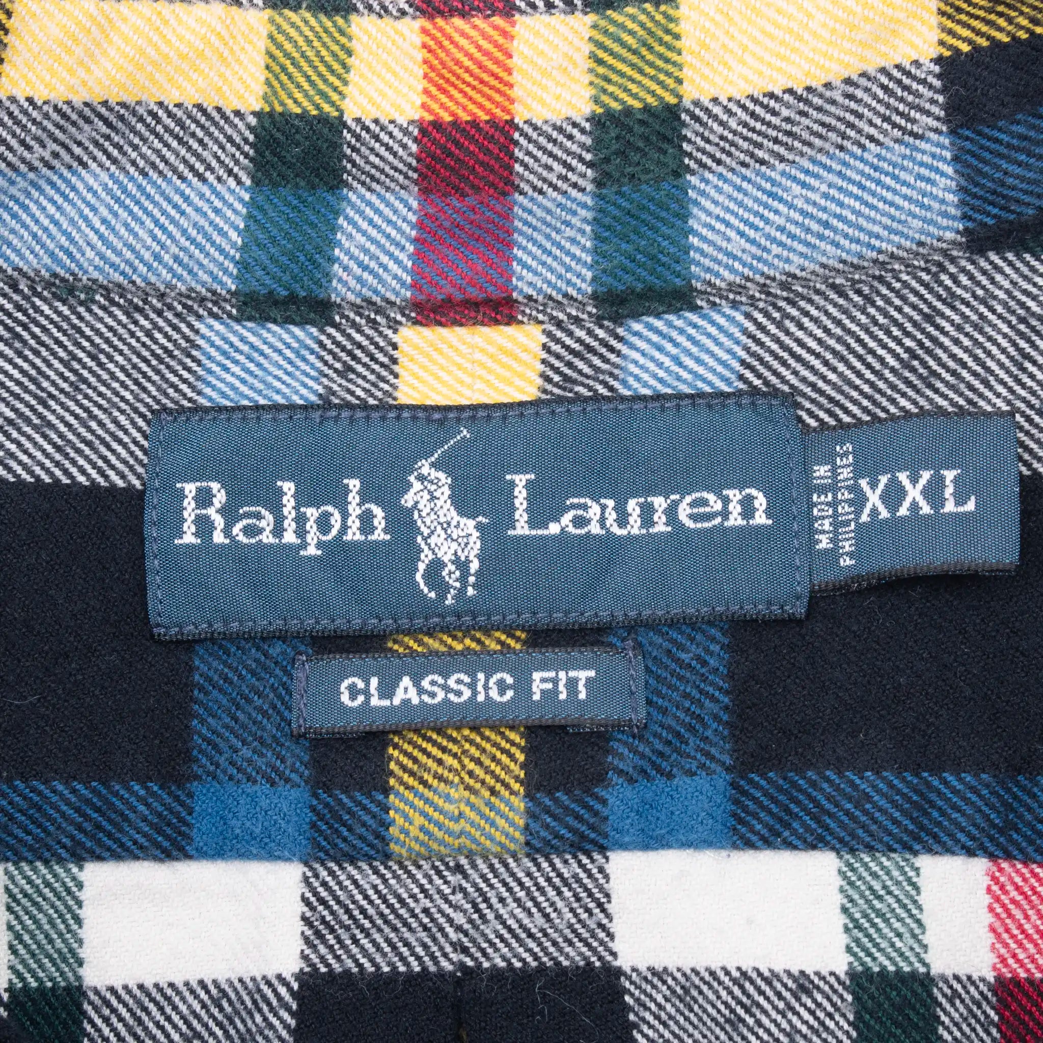 Vintage Ralph Lauren Plaid Checker Flannel Shirt 1990S Size 2Xl