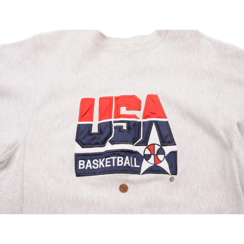 VINTAGE CHAMPION REVERSE WEAVE USA BASKETBALL SWEATSHIRT 1990-MID 1990'S SIZE LARGE MADE IN USA