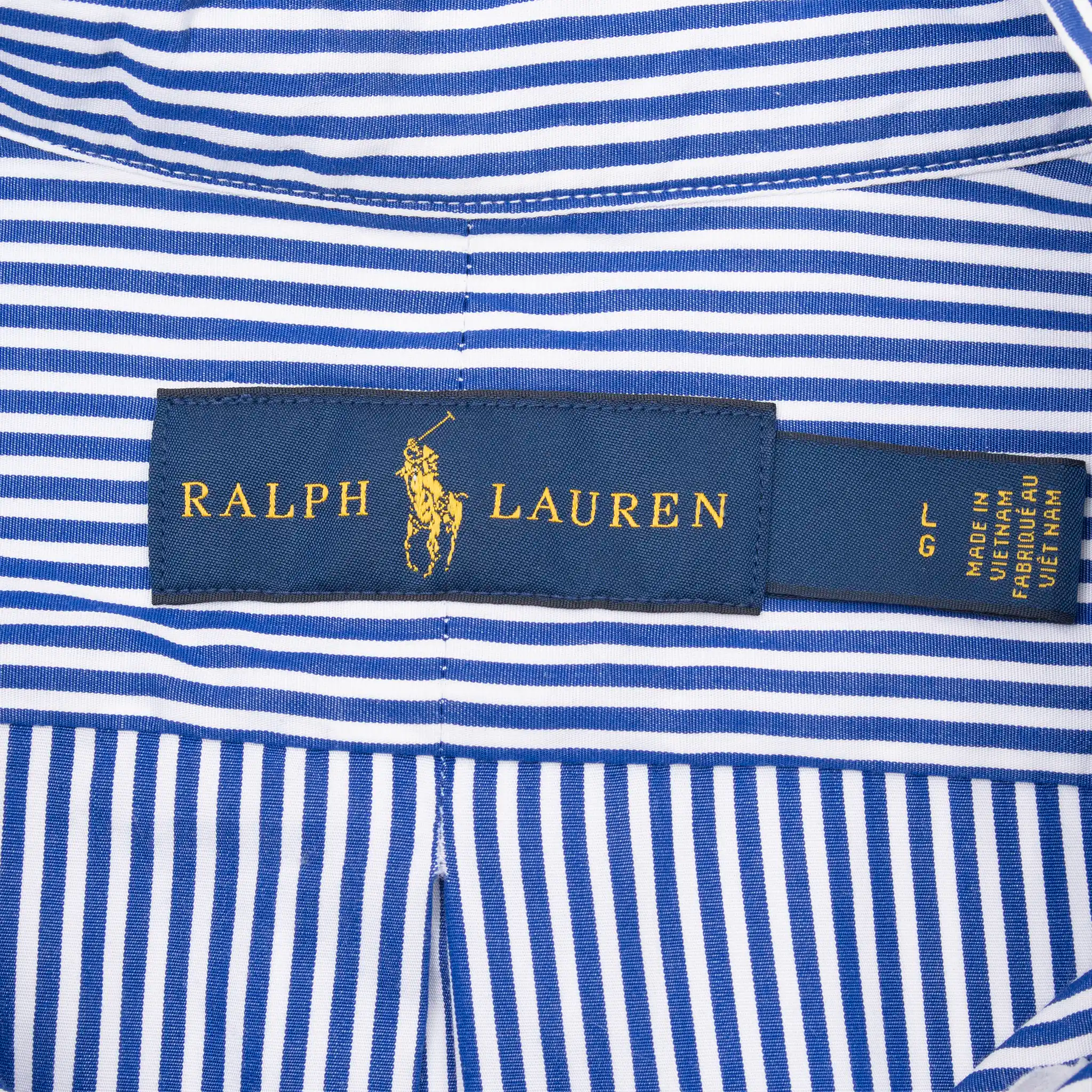 Vintage Ralph Lauren Classic Blue Striped Shirt Size Large