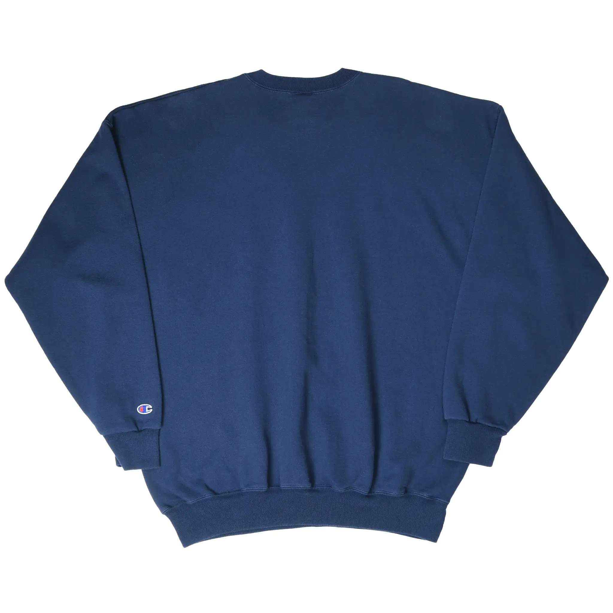 Back of navy Champion Seattle University crewneck sweatshirt