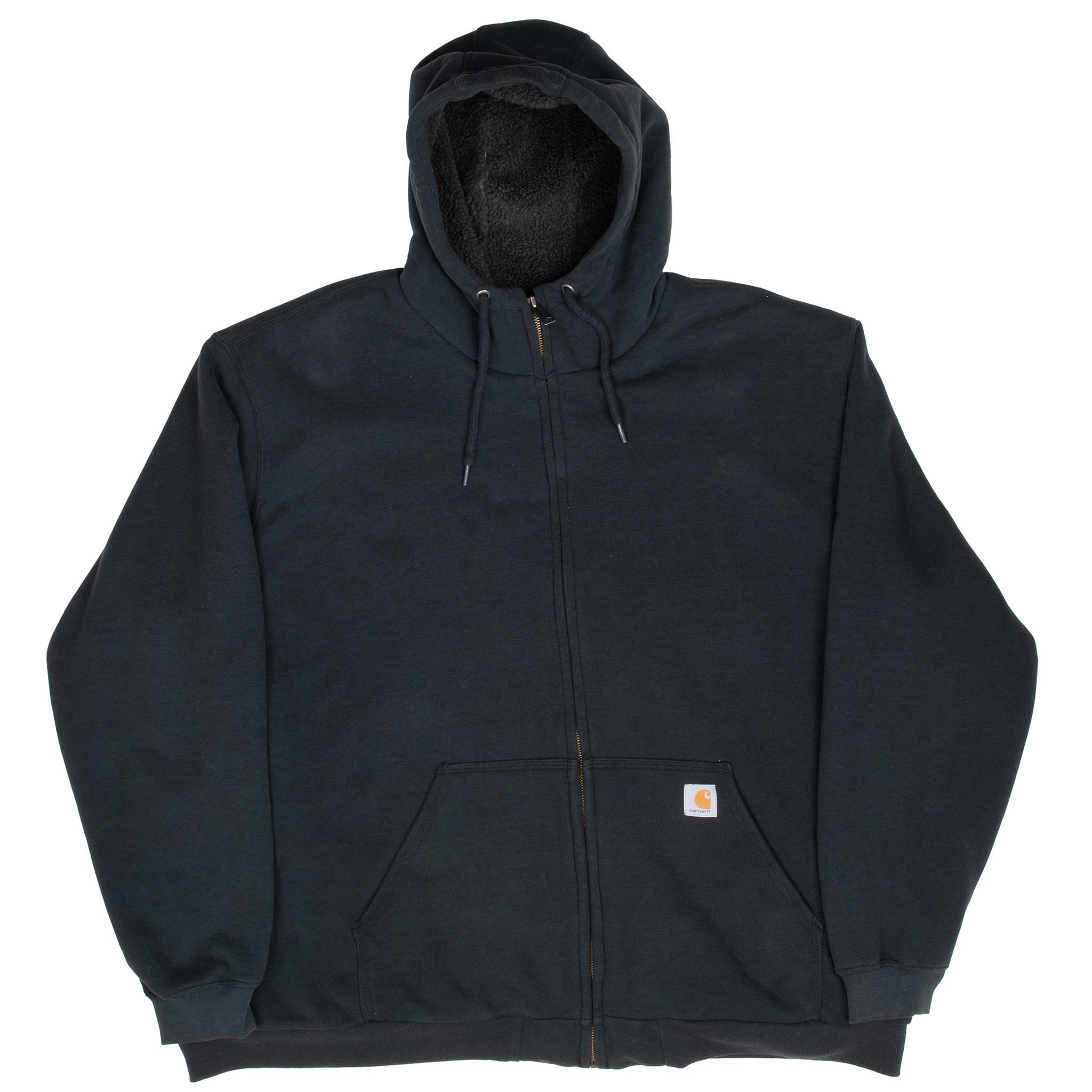 Vintage Carhartt Heavyweight Sherpa Lined Full Zip Black Hoodie Sweatshirt Size 3XL