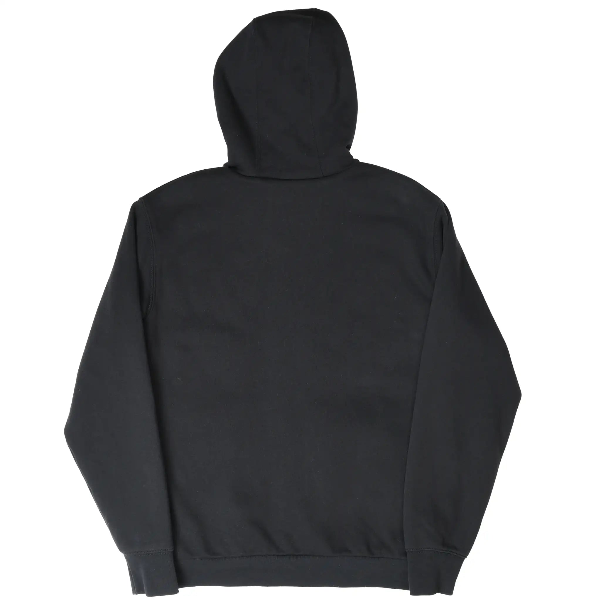 Back of black Carhartt hooded sweatshirt
