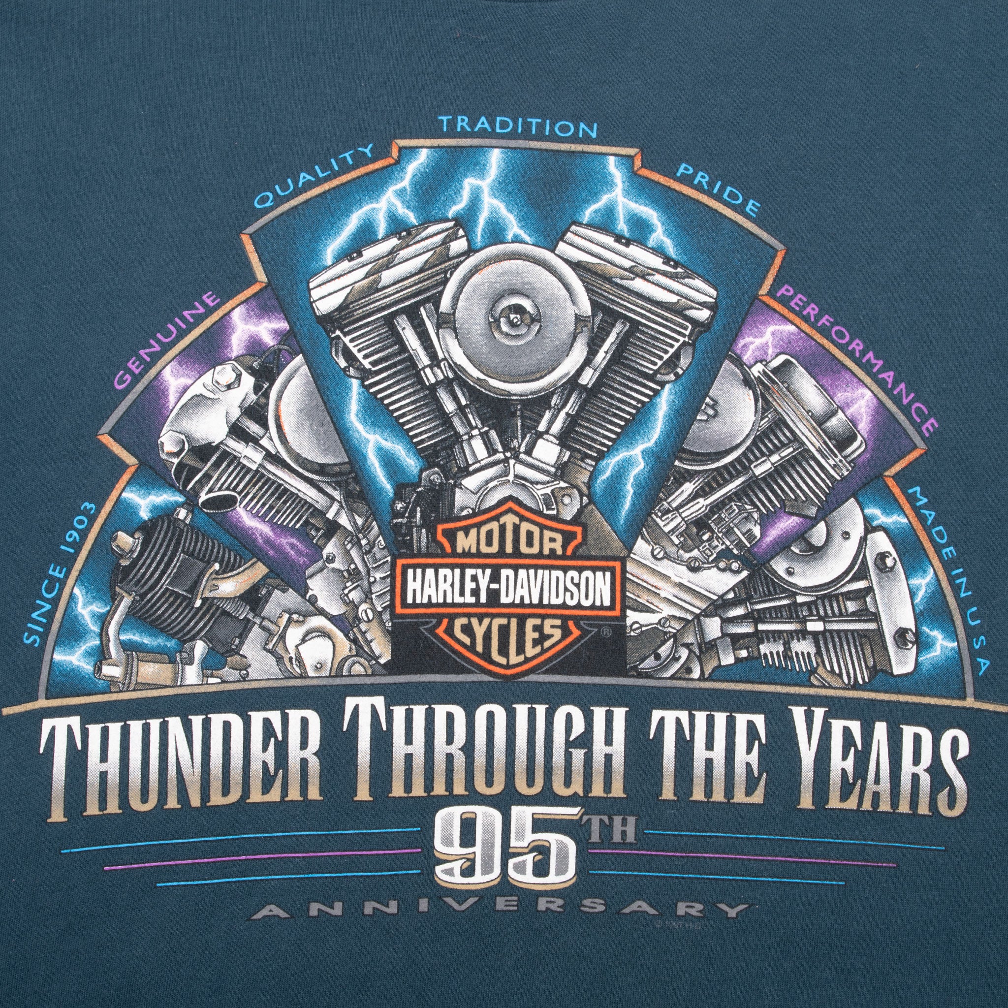 Vintage Harley Davidson Nashville 95Th Anniversary 1997 Tee Shirt Size Medium Made In Usa