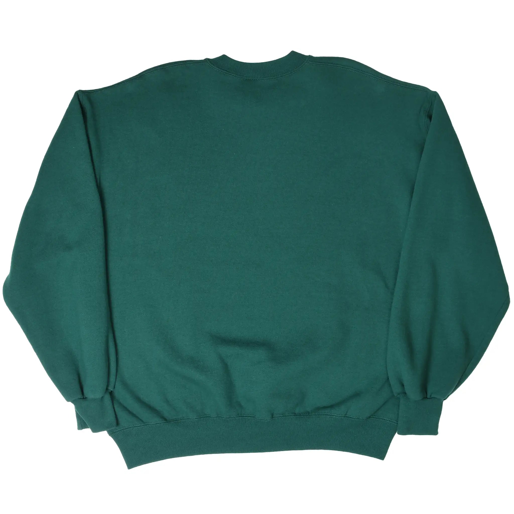 Back of blank pine green Russell Athletic crewneck sweatshirt