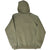 Back view of olive green Carhartt hoodie with raglan sleeves, hood, and ribbed hem