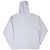 Back of gray Russell Athletic pullover hoodie with hood raised and long sleeves