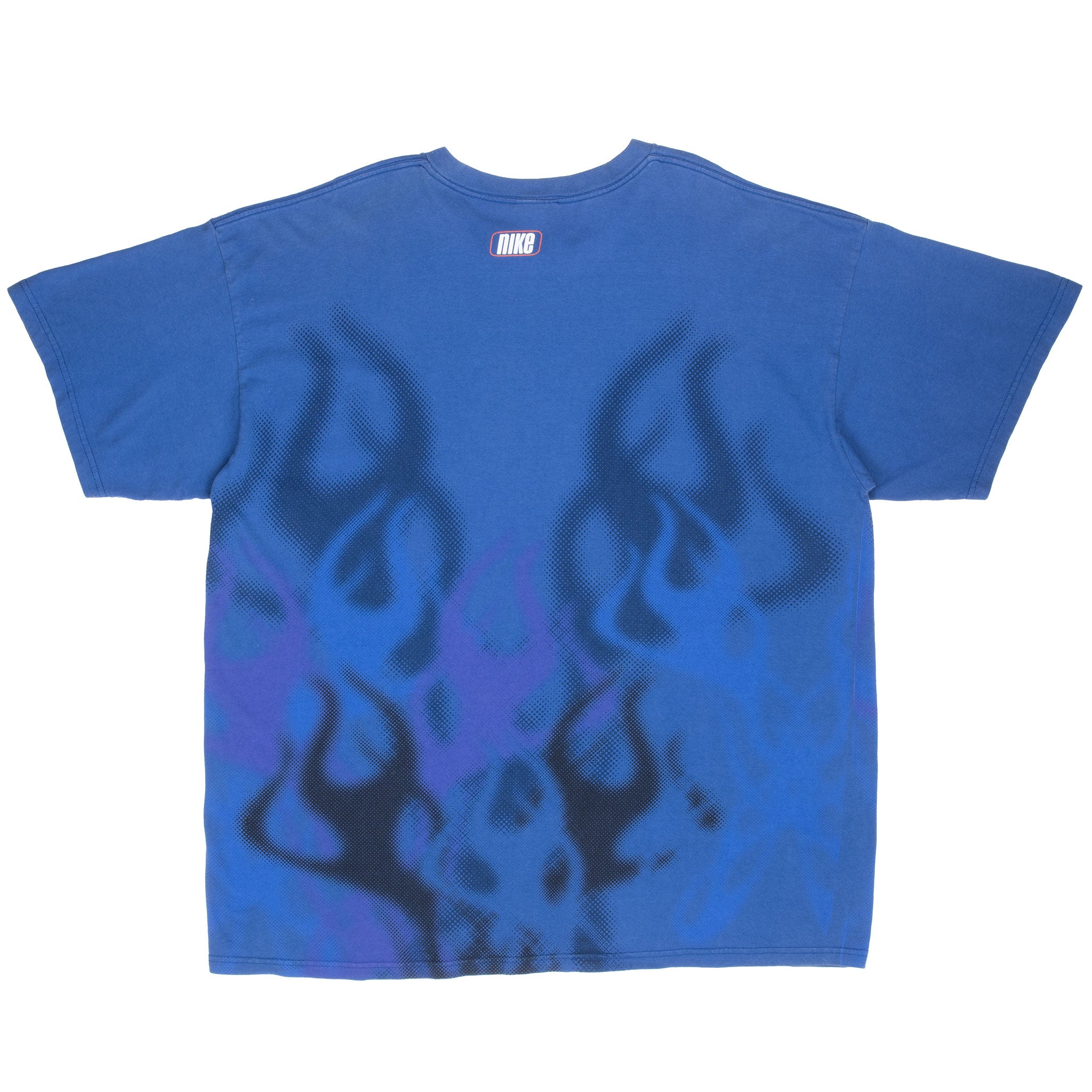 Vintage Nike Center Swoosh Flames All Over Print Tee Shirt 2000S Size 2XL