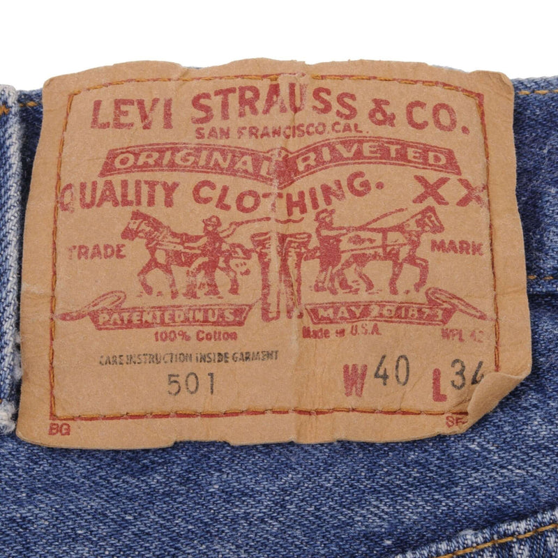 Beautiful Indigo Levis 501 Jeans 1980s Made in USA with Medium Wash  Size on tag 40X34 Actual Size 37X32 Back Button #552
