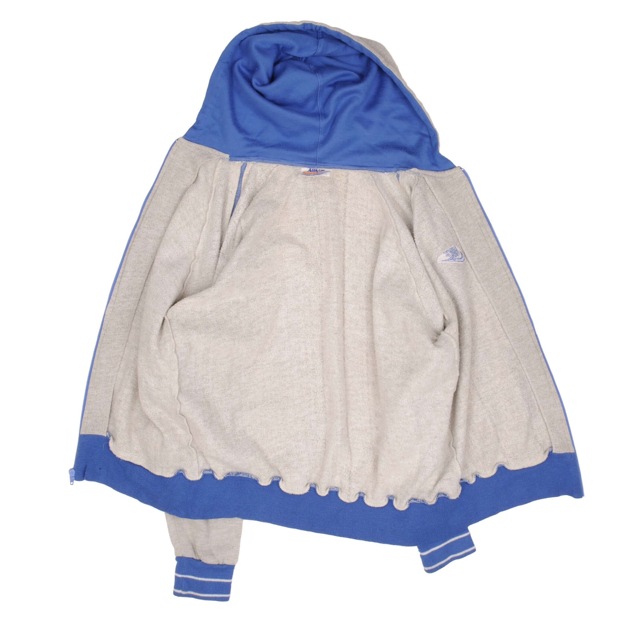 Vintage Nike Classic Swoosh Gray Full Zip Hoodie Sweatshirt 1970S Size Medium