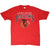 Full front view of red Chicago Blackhawks T-shirt with large team graphic