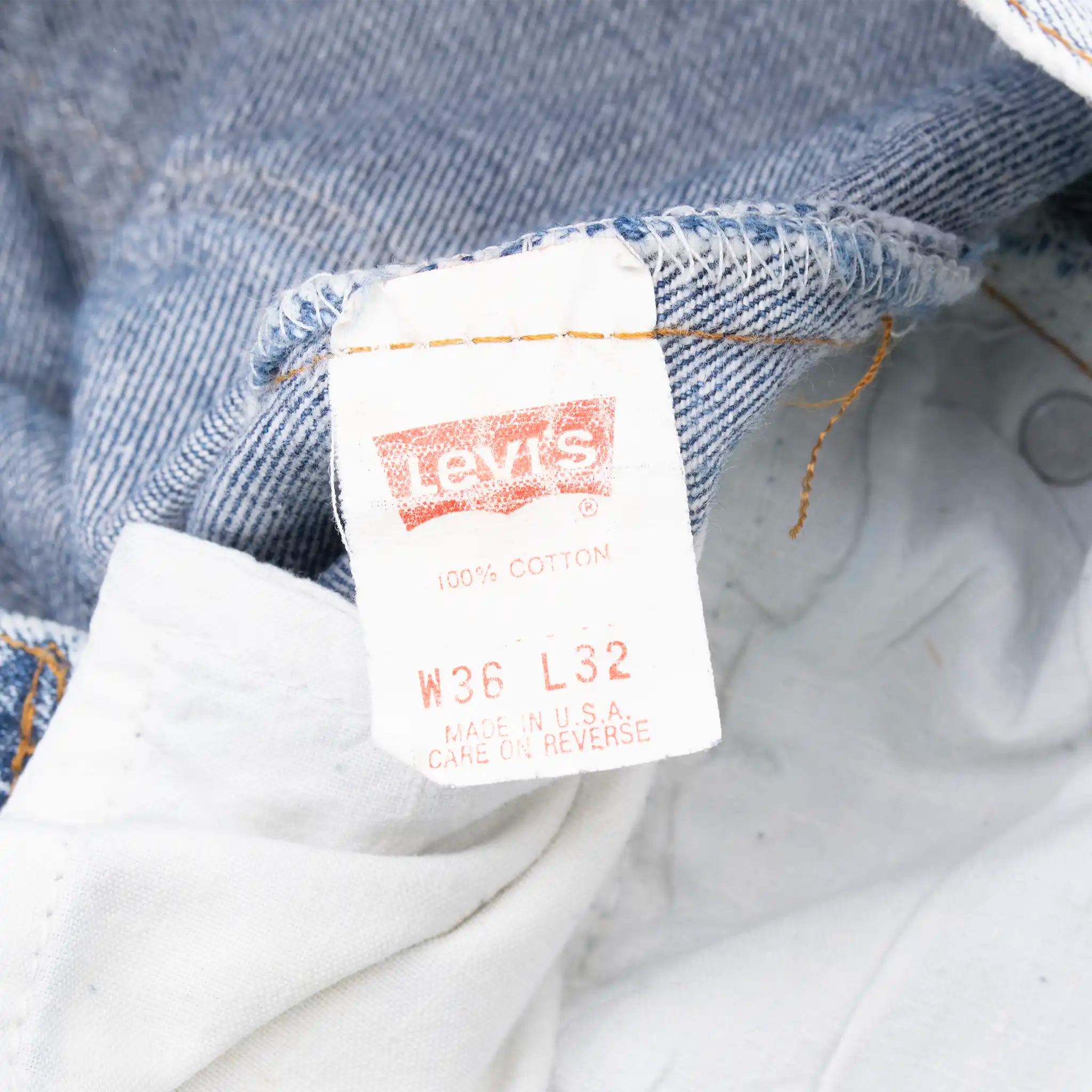 VINTAGE LEVIS 501 INDIGO ACID WASH BLUE JEANS 1980S SIZE W34 L31 MADE IN USA