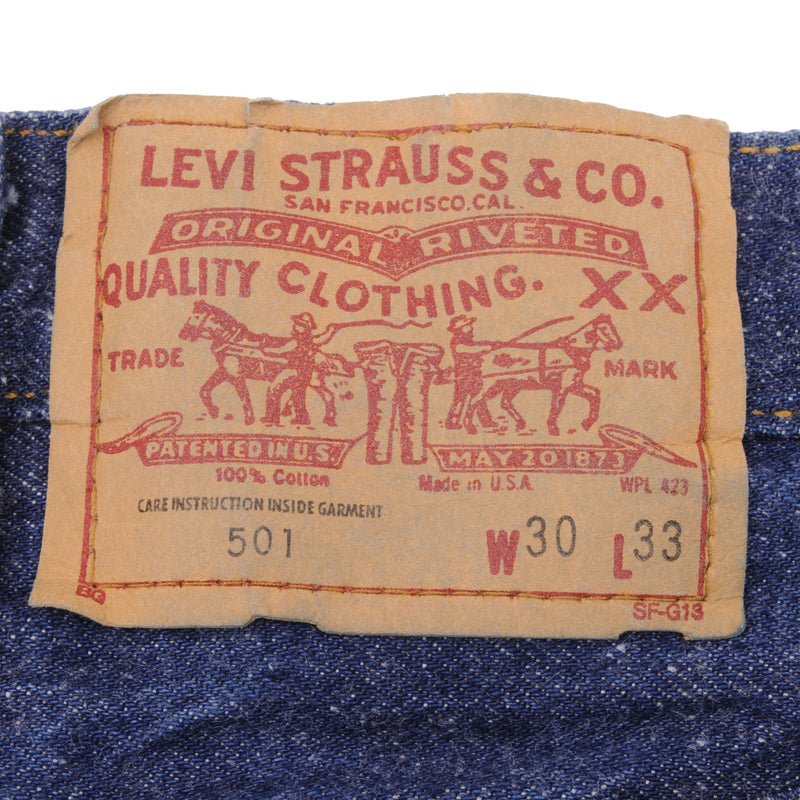 Beautiful Indigo Levis 501 Jeans 1980s Made in USA with Dark Wash  Size on tag 30X33 Actual Size 29X30  Back Button #552