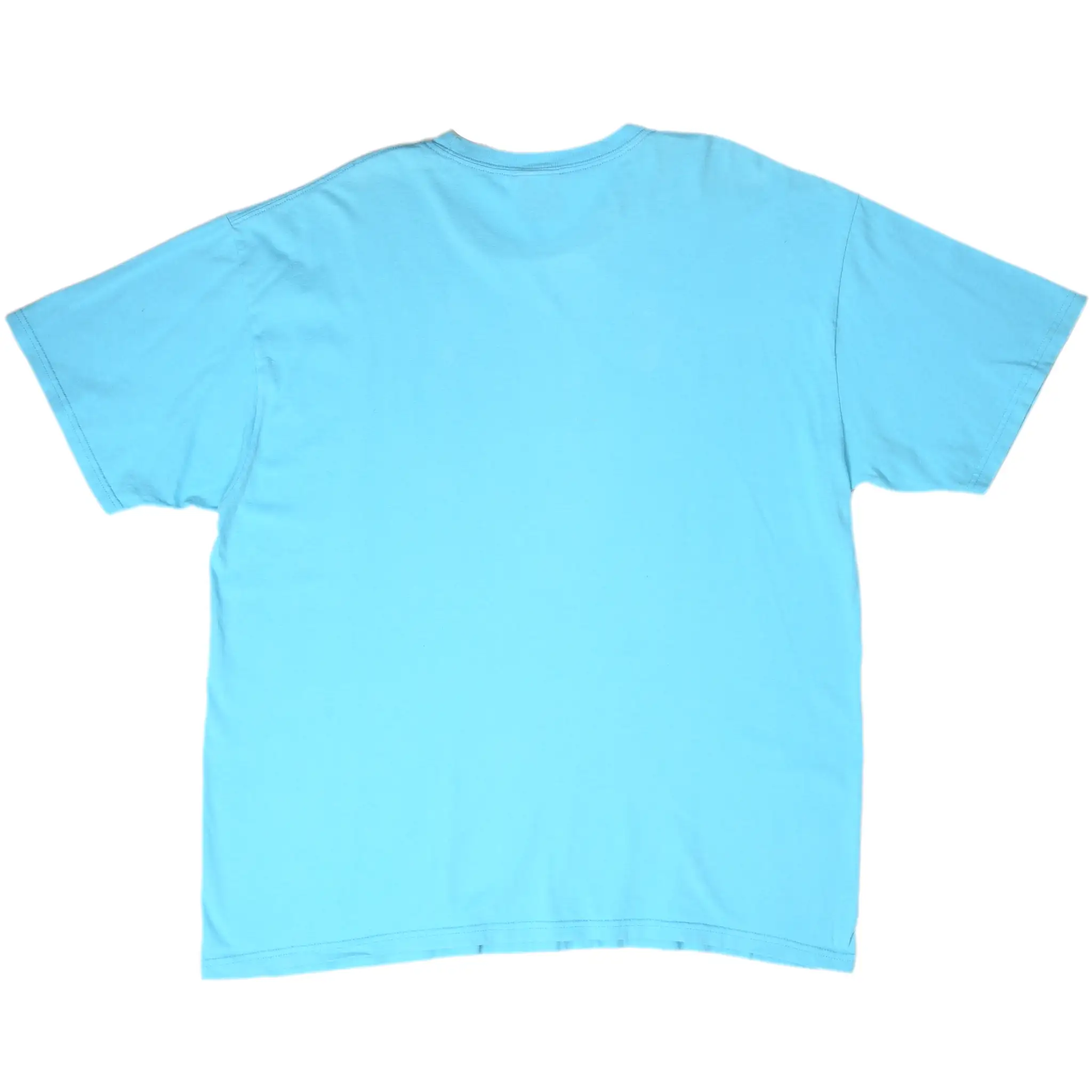 Back of light blue Nike short-sleeve T-shirt with a plain design