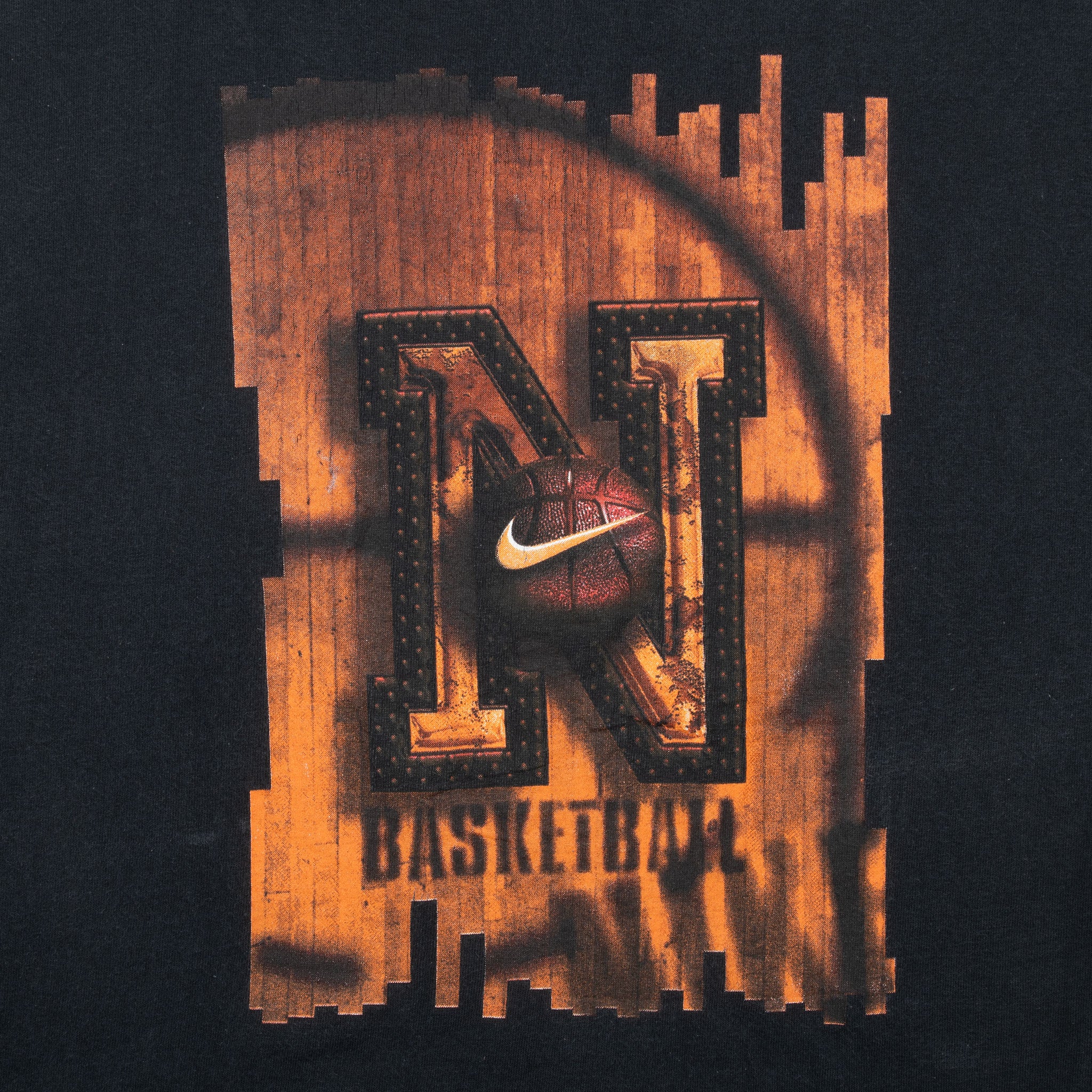 Vintage Nike Basketball Center Swoosh Black Tank Top Tee Shirt 2000S Size 2XL Made In Usa