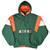 Front of green Miami Hurricanes pullover jacket with hood, half zip, and MIAMI lettering