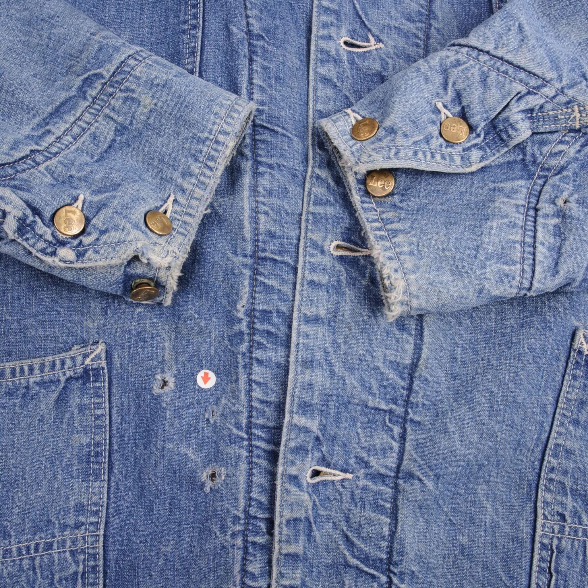 VINTAGE LEE CHORE LINED DENIM JACKET 81 LJ CORDUROY COLLAR