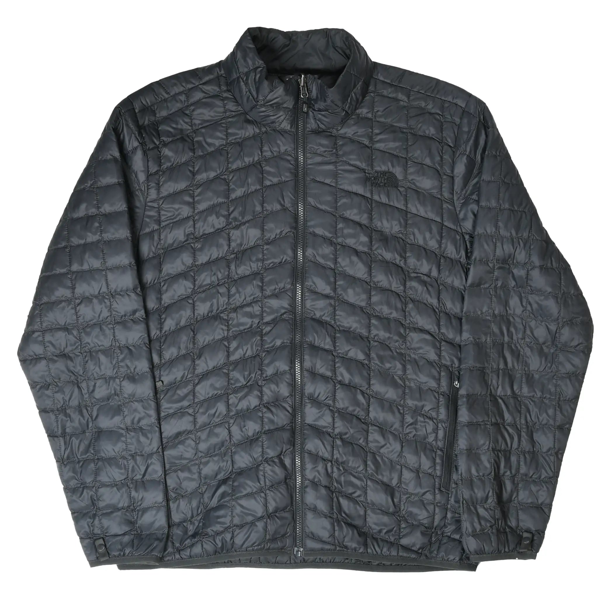 Front of black The North Face quilted zip-up inner jacket