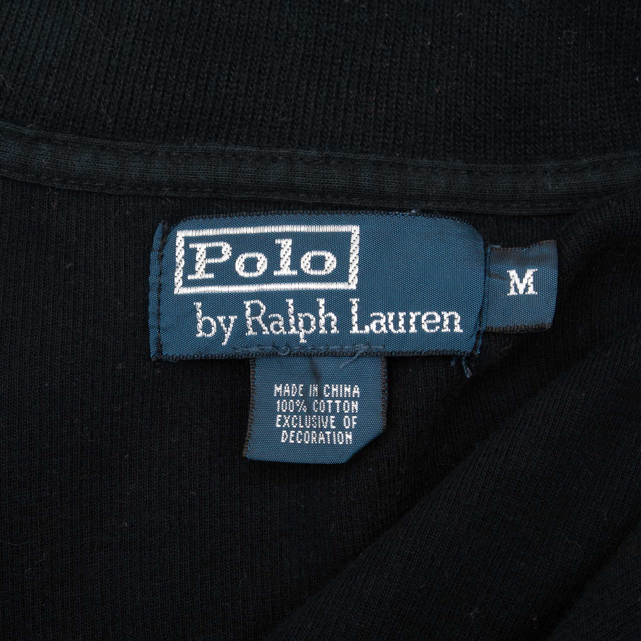 Vintage Polo Ralph Lauren Black Quarter 1/4 Zip Sweater 1990S Size Medium