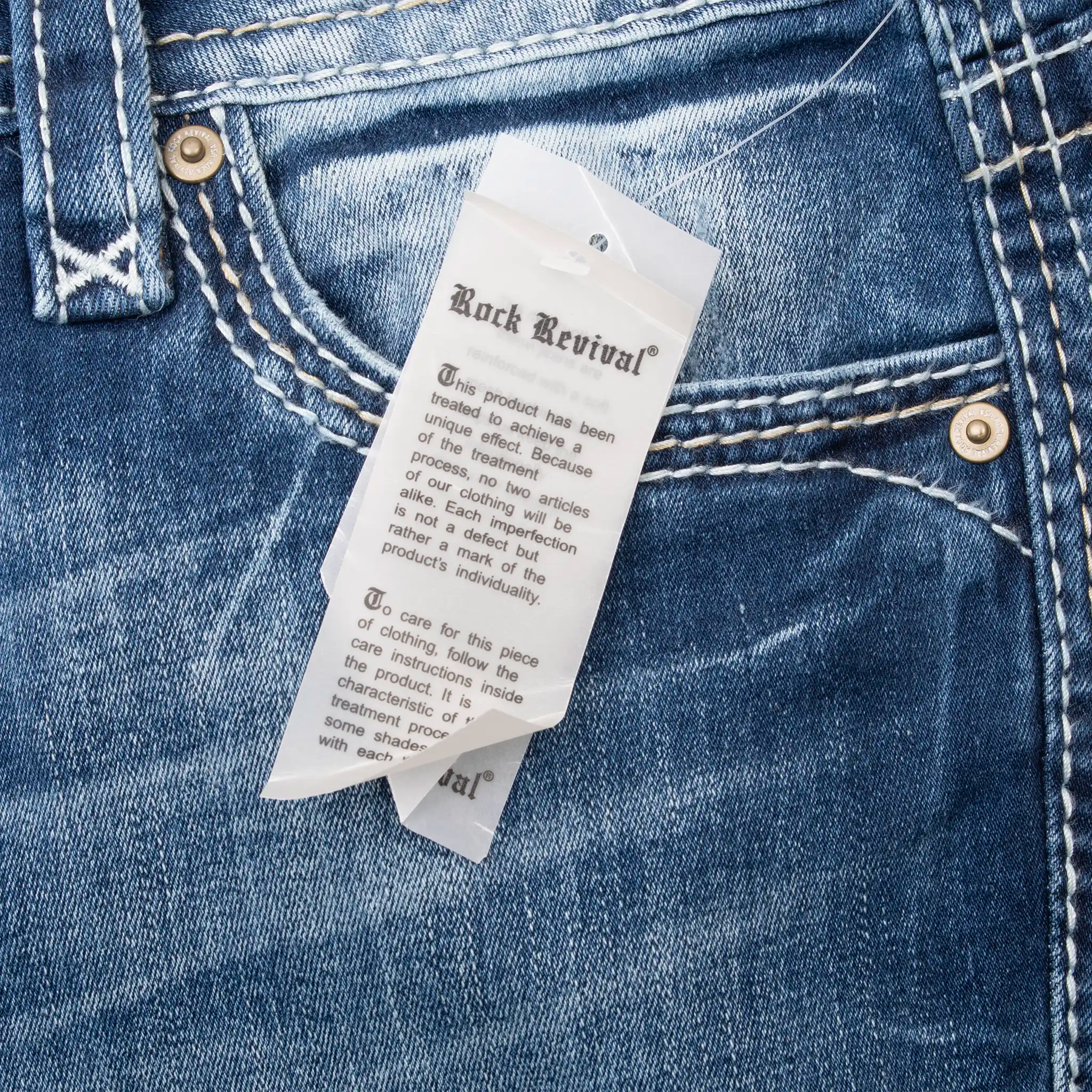 ROCK REVIVAL BLUE DENIM JEANS 2000S Y2K SIZE 32X36 DEADSTOCK