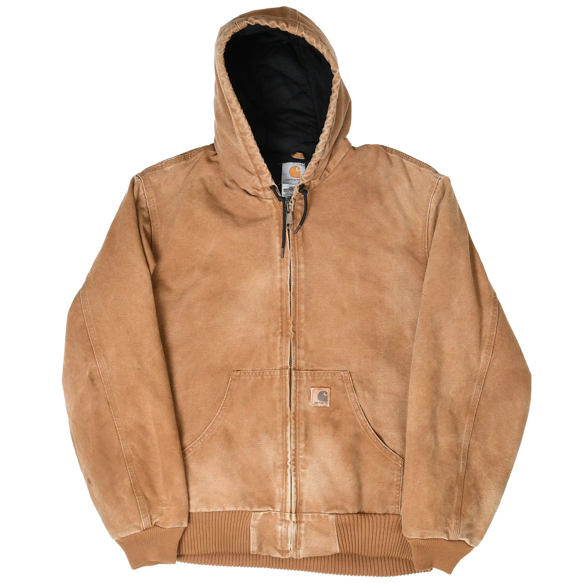 Full front view of brown Carhartt J130 hooded Active Jacket