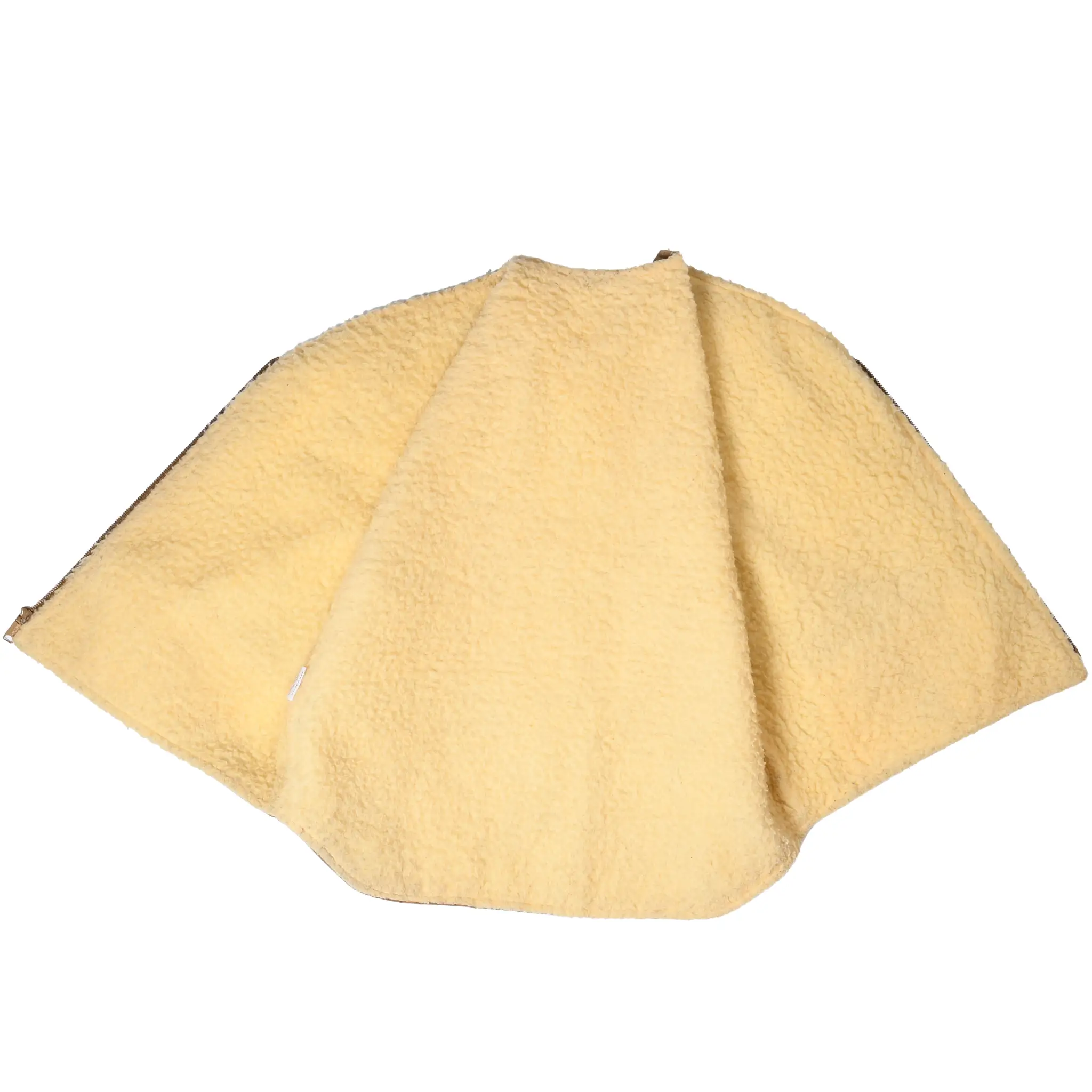 Interior view of Carhartt vest showing cream sherpa lining