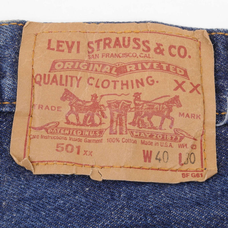 Beautiful Indigo Levis 501 Jeans 1980s Made in USA with Dark Wash  Size on tag 40X30 Actual Size 38X28 Back Button #522