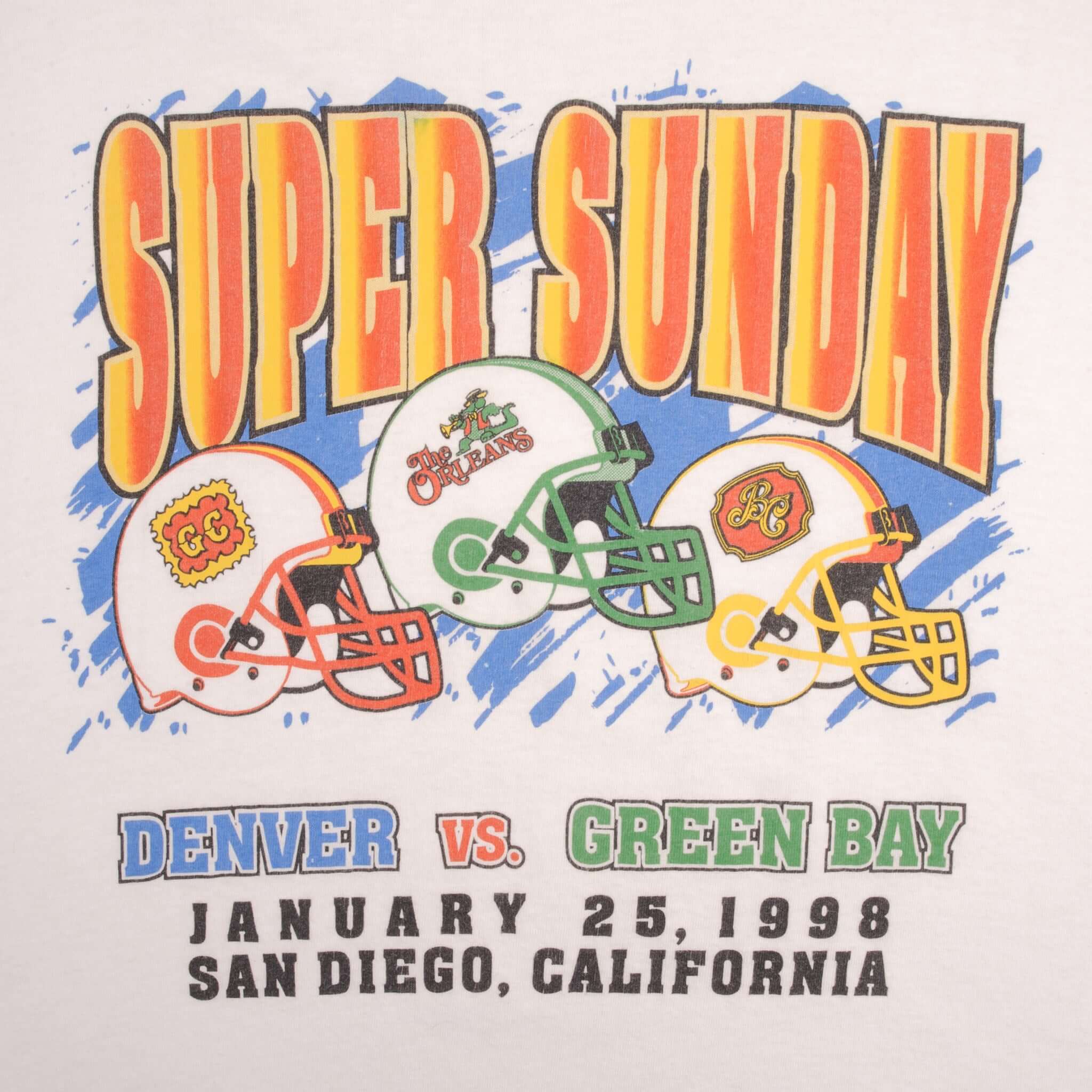 Vintage Nfl Green Bay Packers Vs Denver Broncos Superbowl XXXII 1998 Bootleg Tee Shirt Size XL
