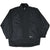 Front of black Nike windbreaker jacket laid flat with sleeves extended