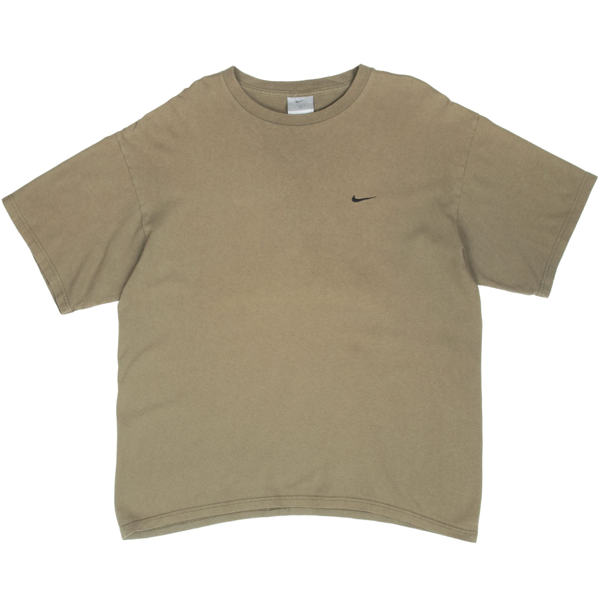 VINTAGE NIKE CLASSIC SWOOSH KHAKI GREEN TEE SHIRT 2000S LARGE