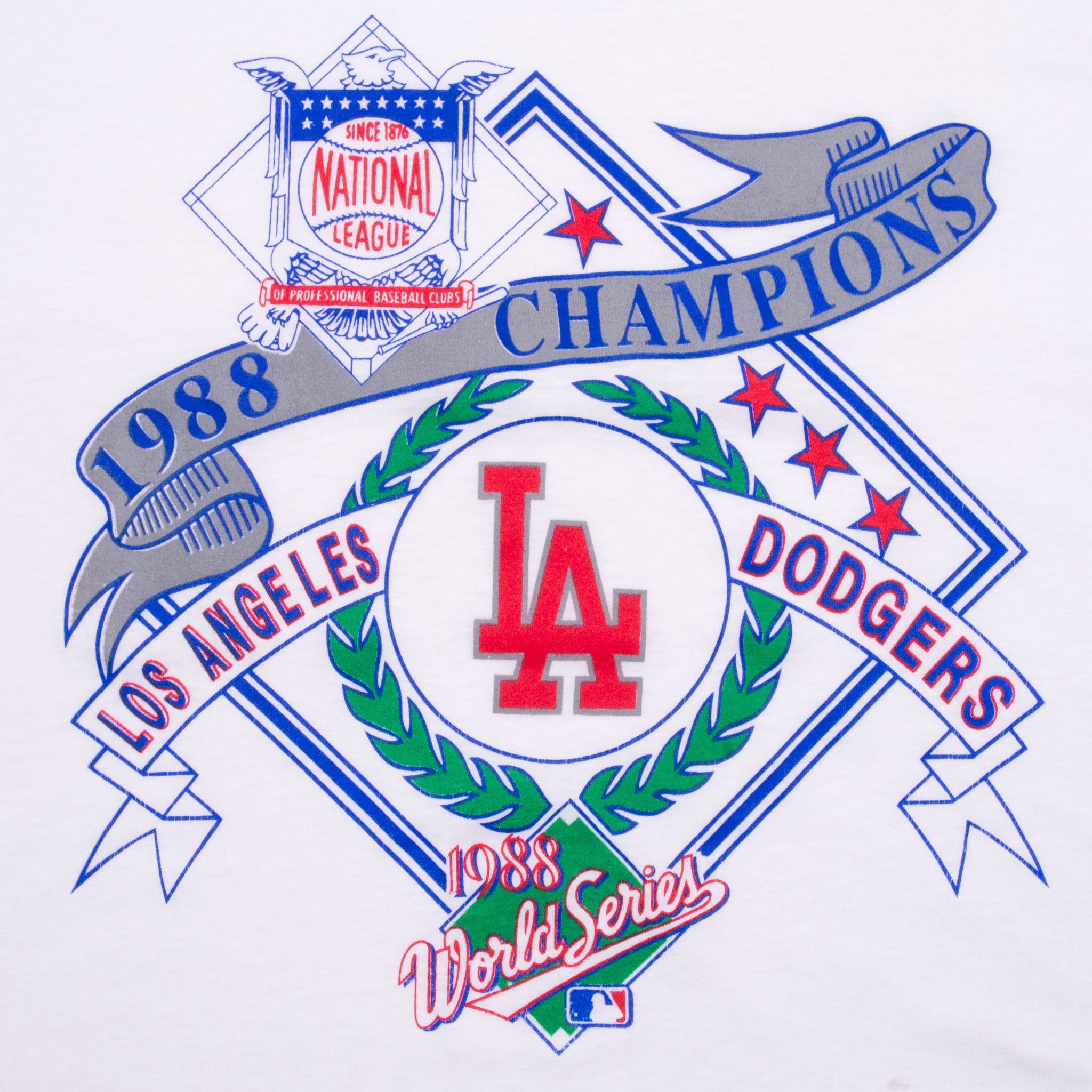 Vintage MLB Los Angeles Dodgers World Series Champions Tee Shirt 1988 Size Large With Single Stitch Sleeves