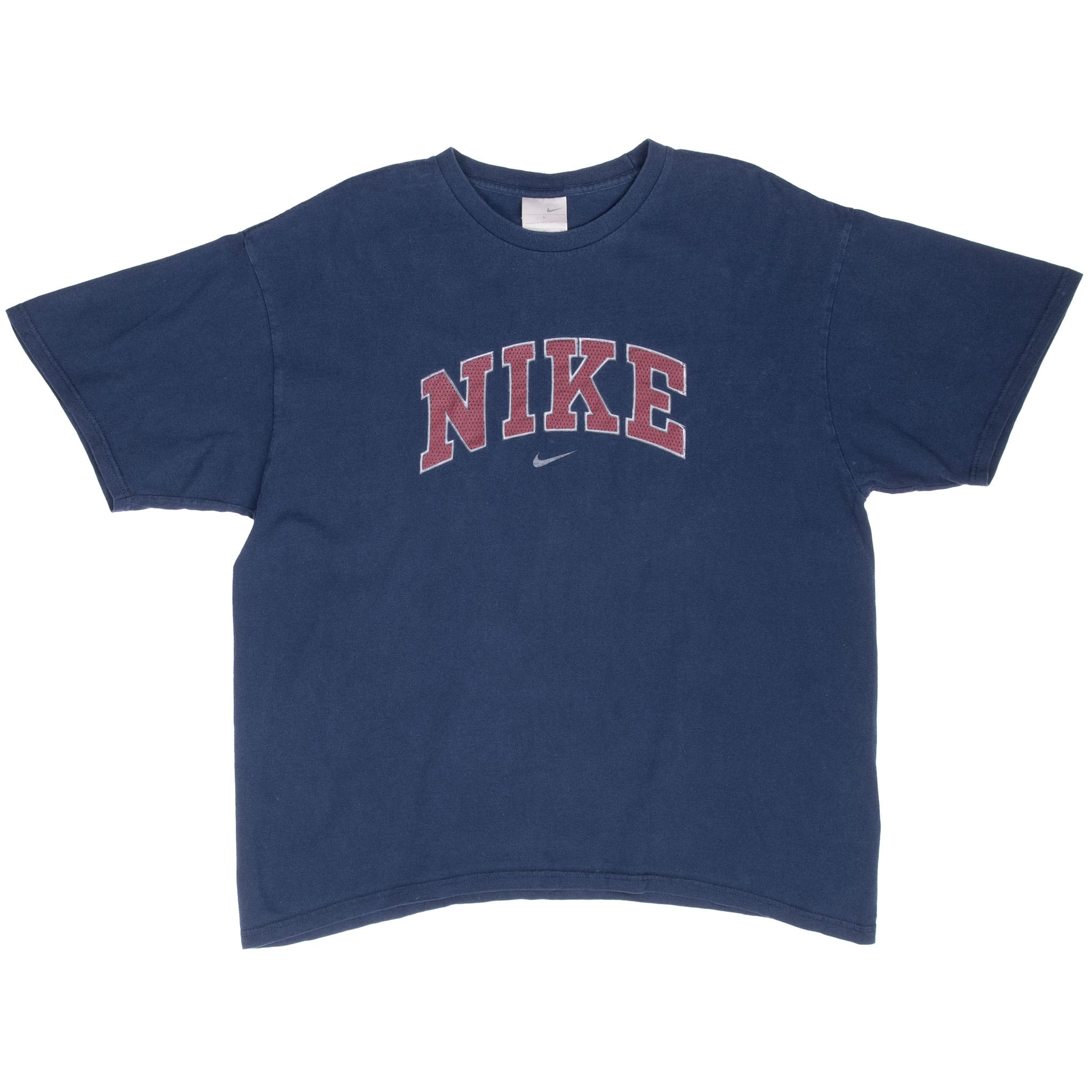 VINTAGE NIKE SPELLOUT NAVY BLUE TEE SHIRT 2000S SIZE LARGE