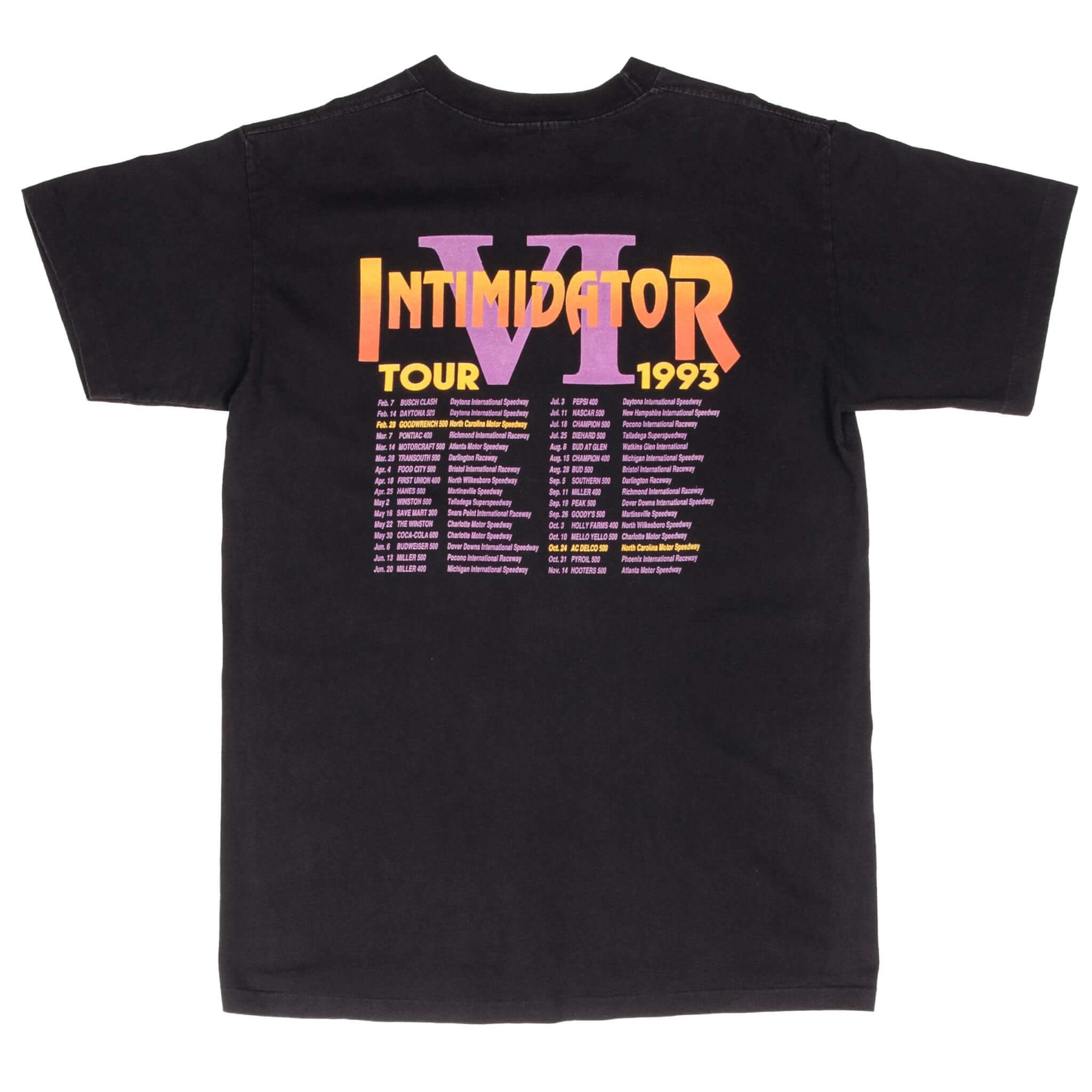 Vintage Nascar Dale Earnhardt Intimidator 6 Tour 1993 Tee Shirt Size Medium Made In Usa With Single Stitch Sleeves
