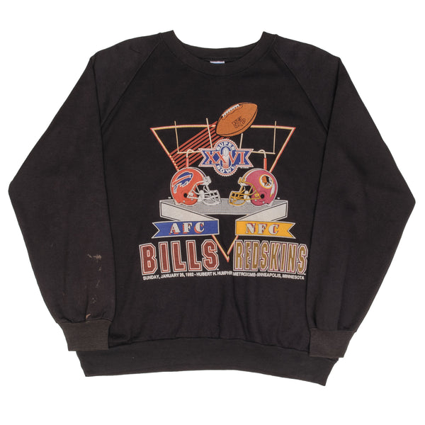 Vintage NFL XXVI Super Bowl Buffalos Bills Vs Washington Redskins Sweatshirt 1992 Size XL Made In USA
