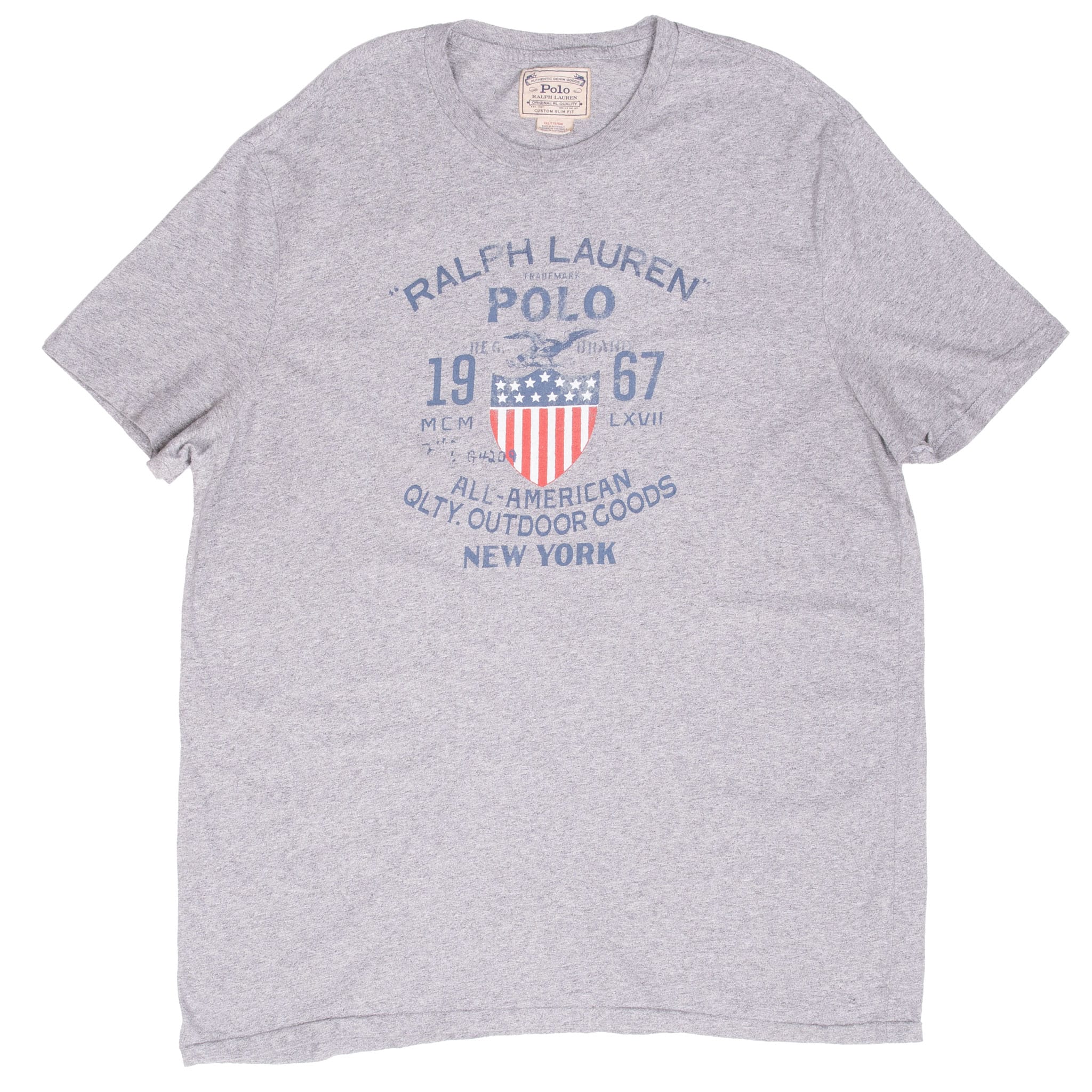 VINTAGE RALPH LAUREN POLO NEW YORK GREY TEE SHIRT SIZE XL