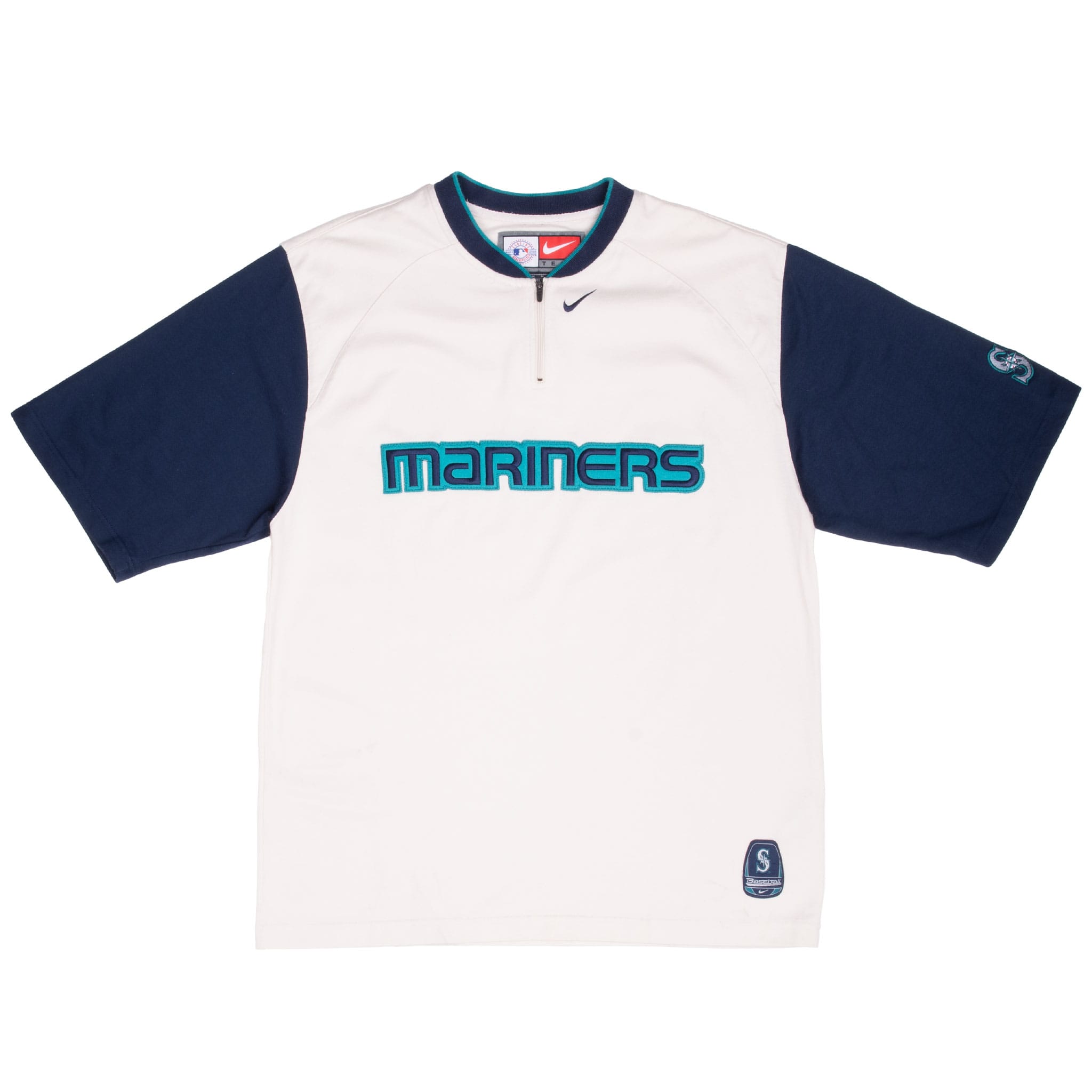 Vintage Nike Mlb Seattle Mariners Embroidered 1990S Zip Tee Shirt Size Medium