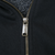 Close-up of Carhartt metal zipper and black sweatshirt fabric