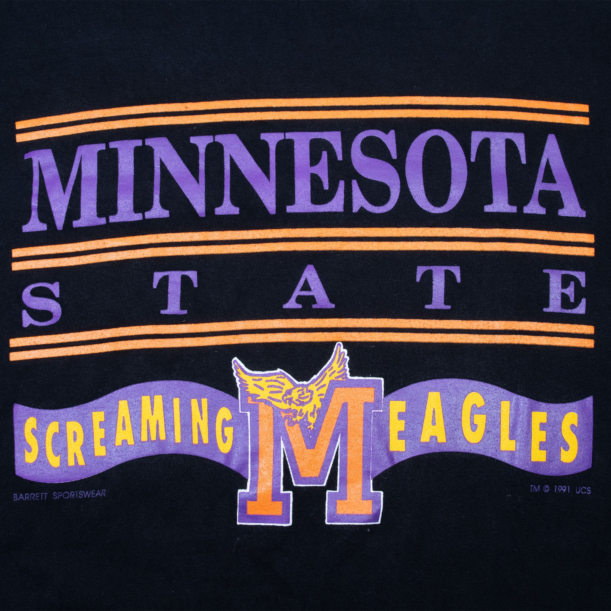 Vintage Ncaa Minnesota State Screaming Eagles 1991 Tee Shirt Size Large Made In Usa With Single Stitch Sleeves