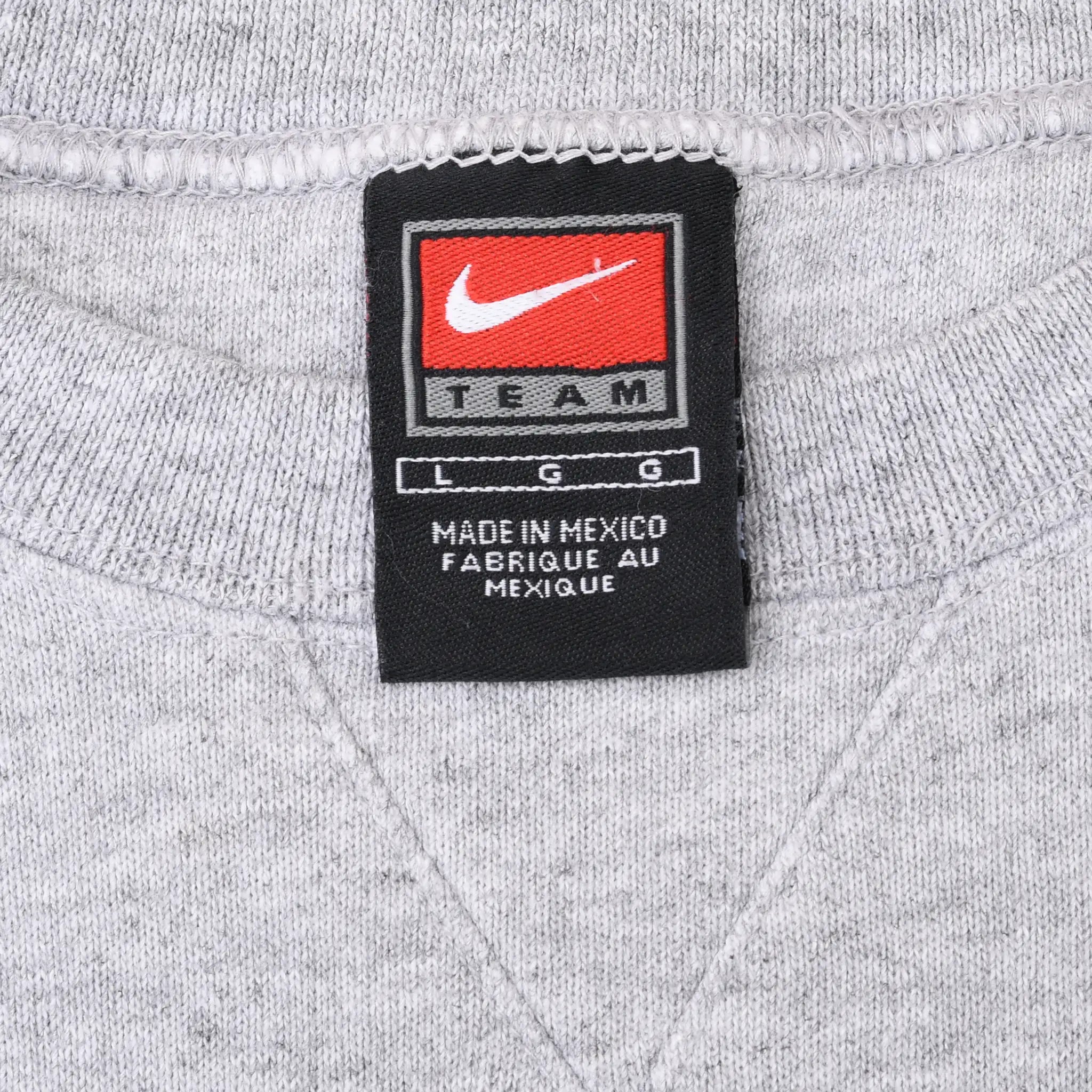 Nike Team size large neck tag on grey sweatshirt