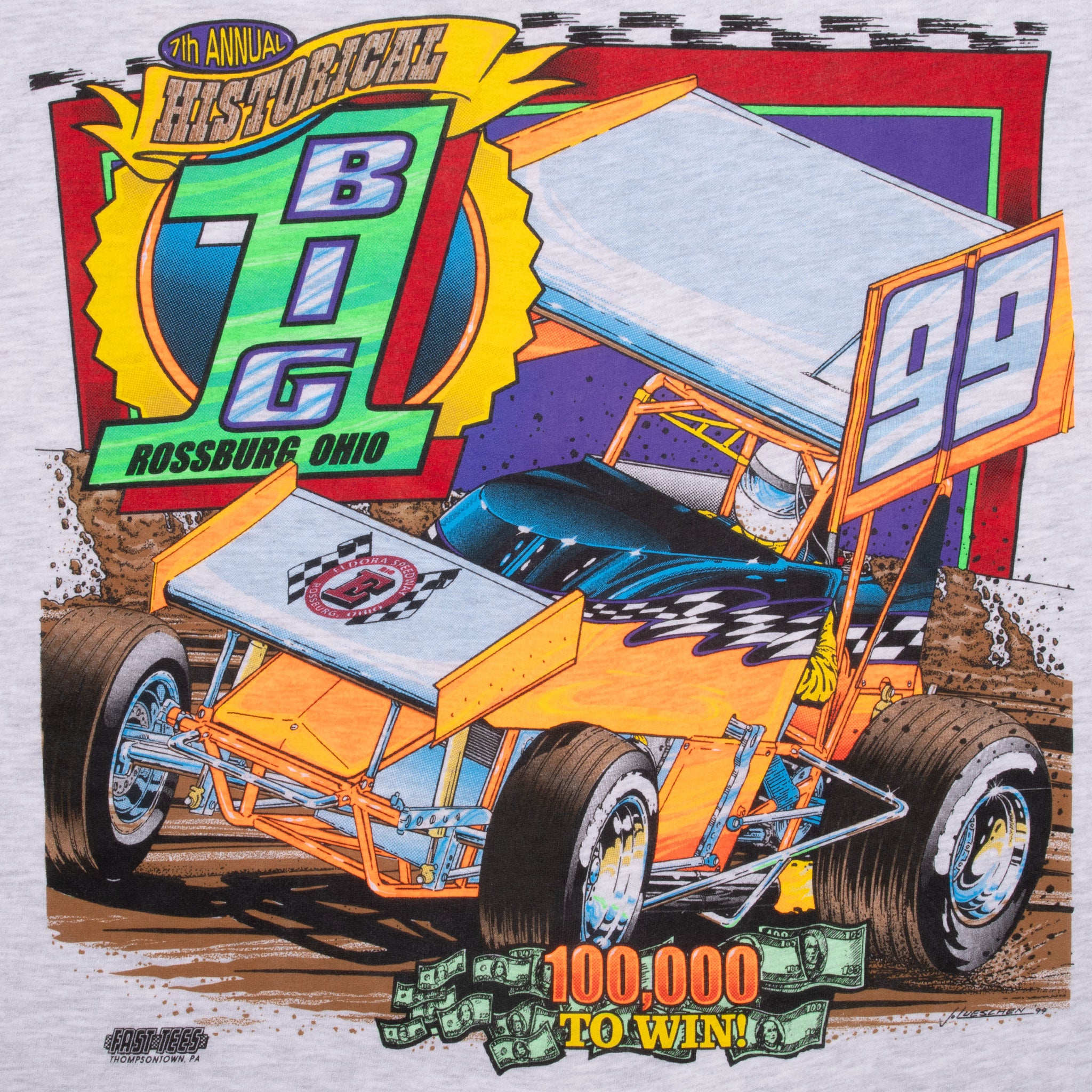 Vintage Racing Big Rossburg Ohio Speedway 1999 Tee Shirt Size XL