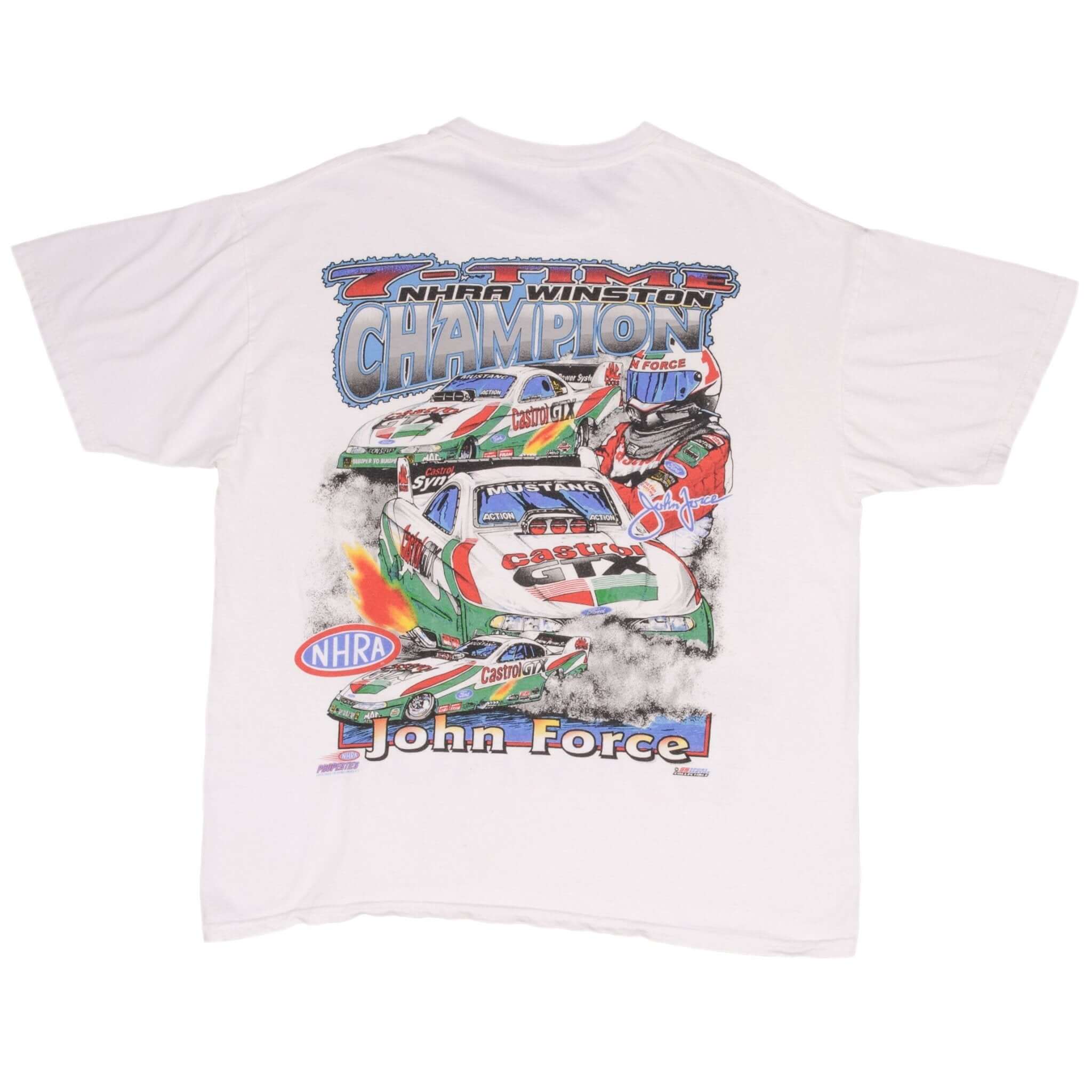 Vintage Racing NHRA John Force 7 Time Champion Winston Drag Racing 1997 Tee Shirt XL Made In Usa