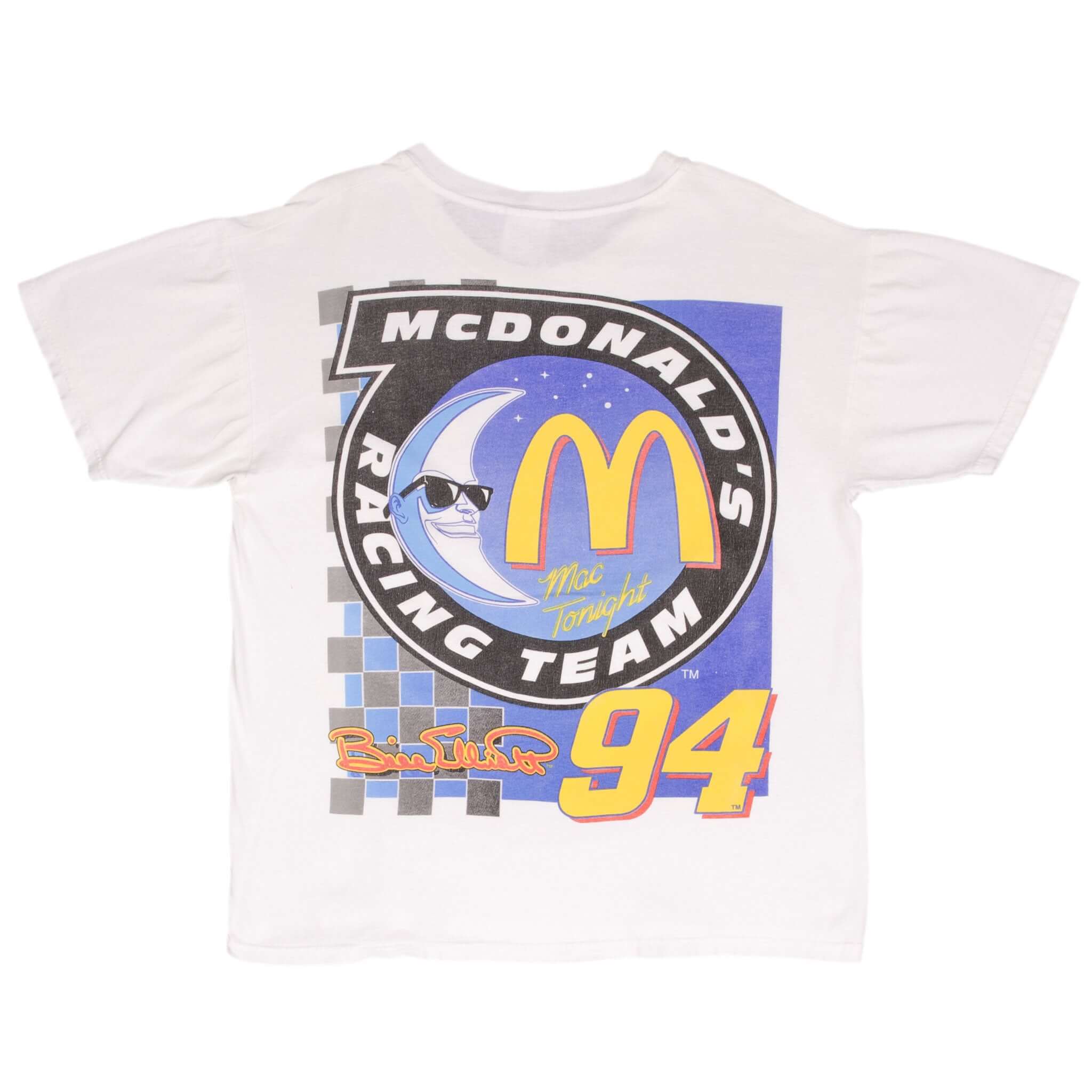 Vintage Nascar Bill Eliott Mcdonald's Mac Tonight 1998 Tee Shirt Size Large