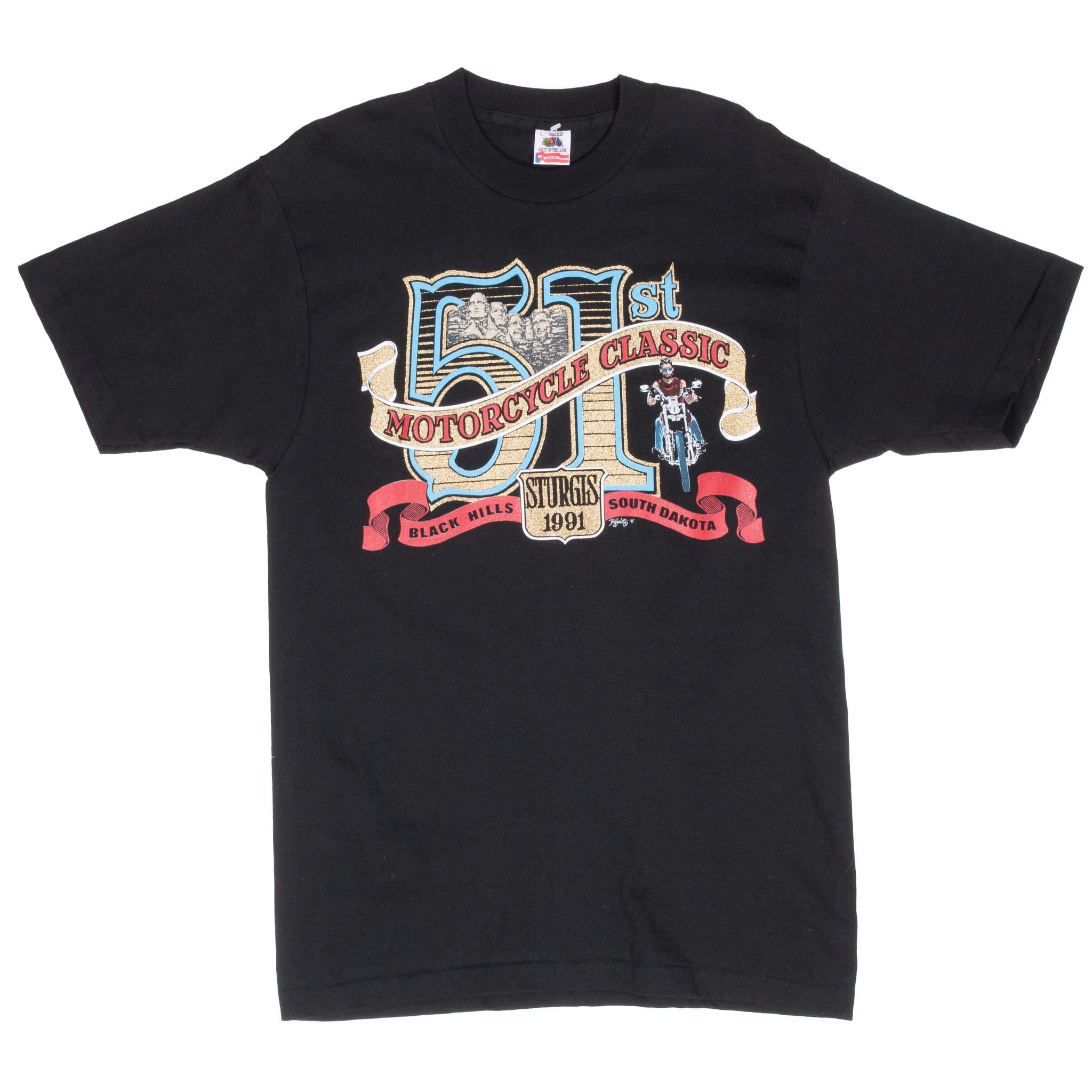 Vintage 51St Sturgis Black Hills Rally 1991 Tee Shirt Medium Made In Usa With Single Stitch Sleeves