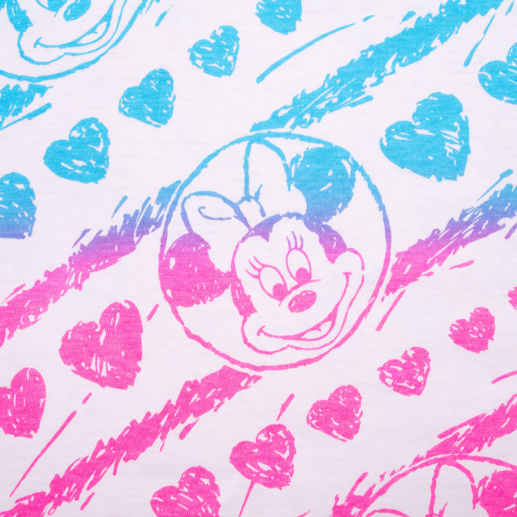 Vintage Rainbow All Over Print Mickey Minnie Mouse Tee Shirt 1990S Size Large Made In USA With Single Stitch Sleeves