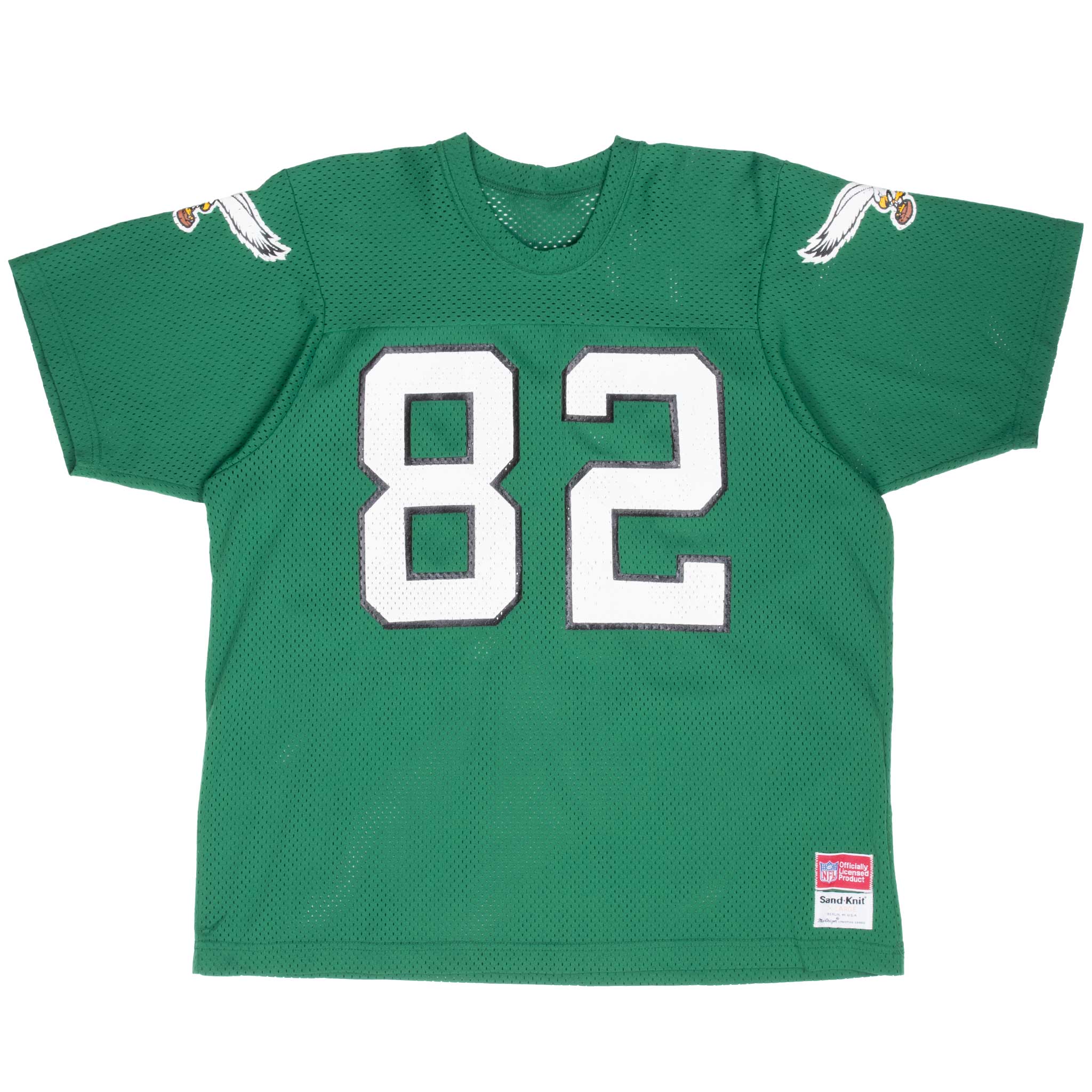 Vintage Nfl Philadelphia Eagles Mike Quick #82 Sand Knit Jersey 1980S Size XL Made In Usa