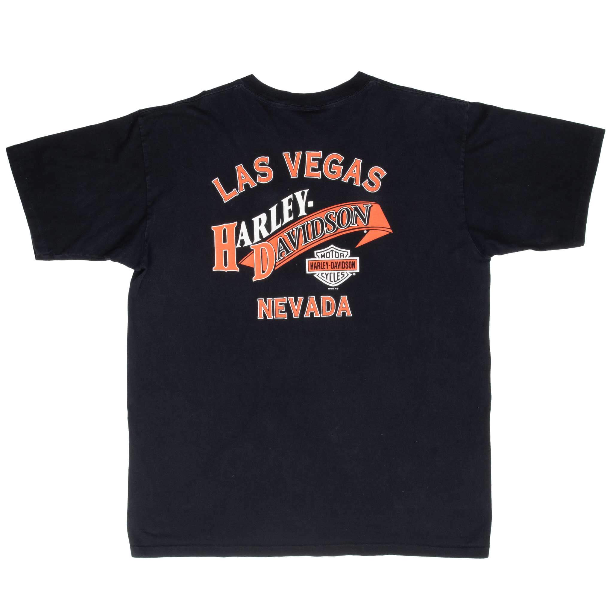 Vintage Harley Davidson Las Vegas Tee Shirt 1996 Size 2XL Made In Usa With Single Stitch Sleeves