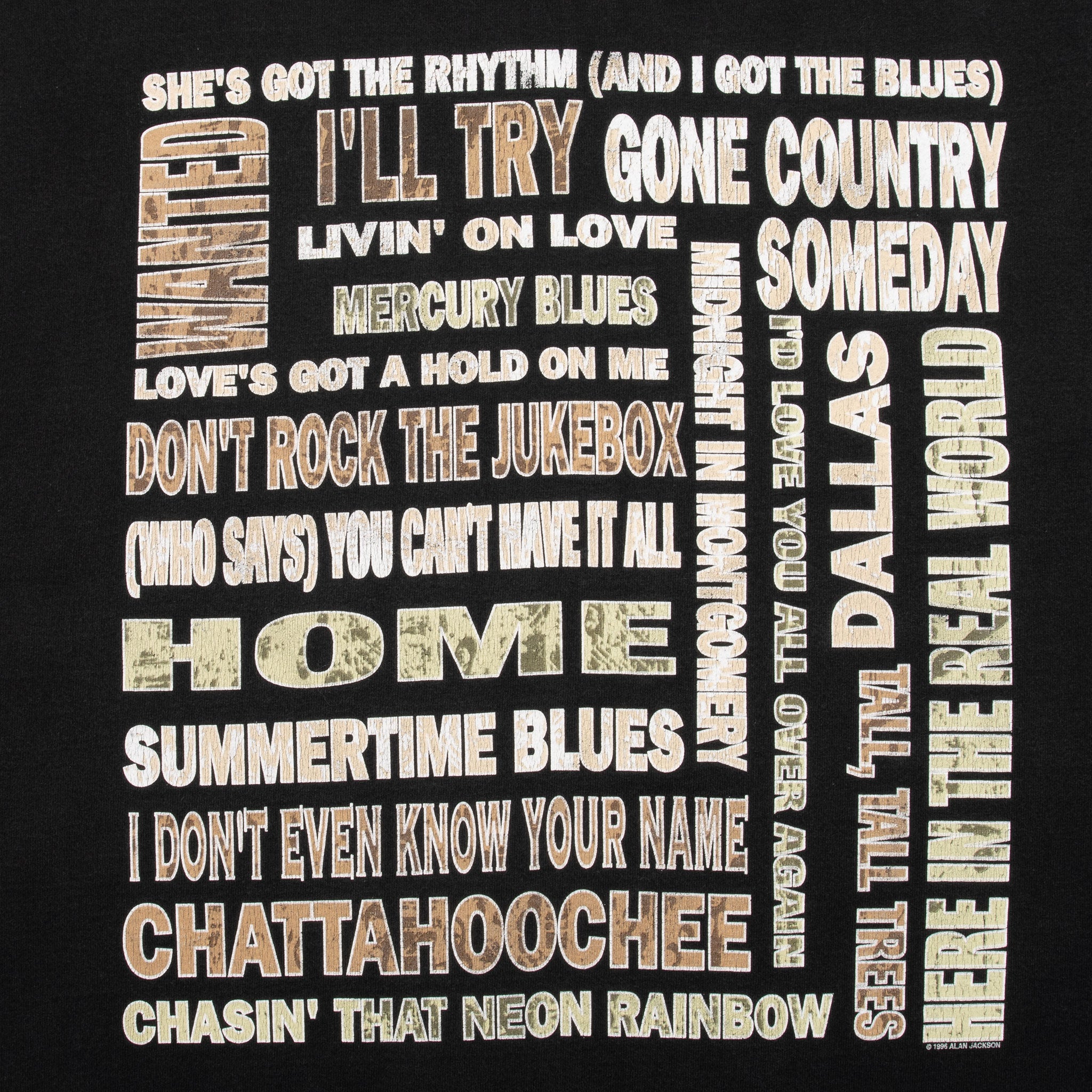 Vintage Alan Jackson Tee Shirt 1996 Size XL Made In Usa